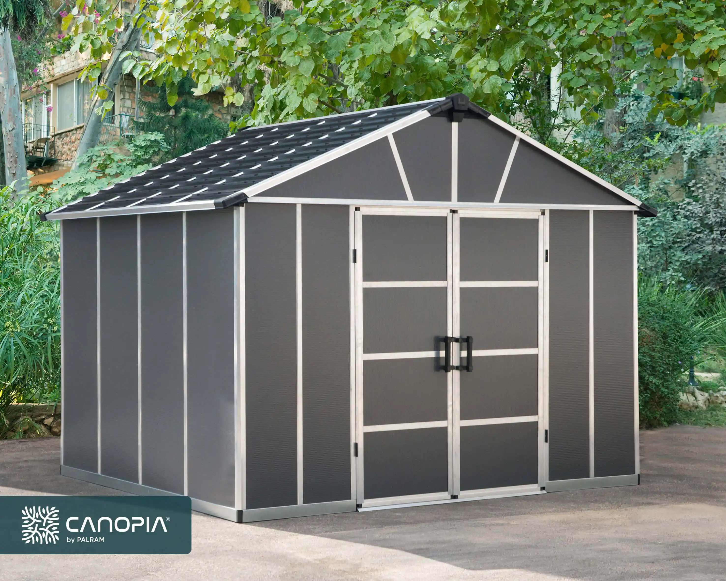 Canopia Yukon 271X332 cm Grand Abri de jardin Gris foncé avec plancher