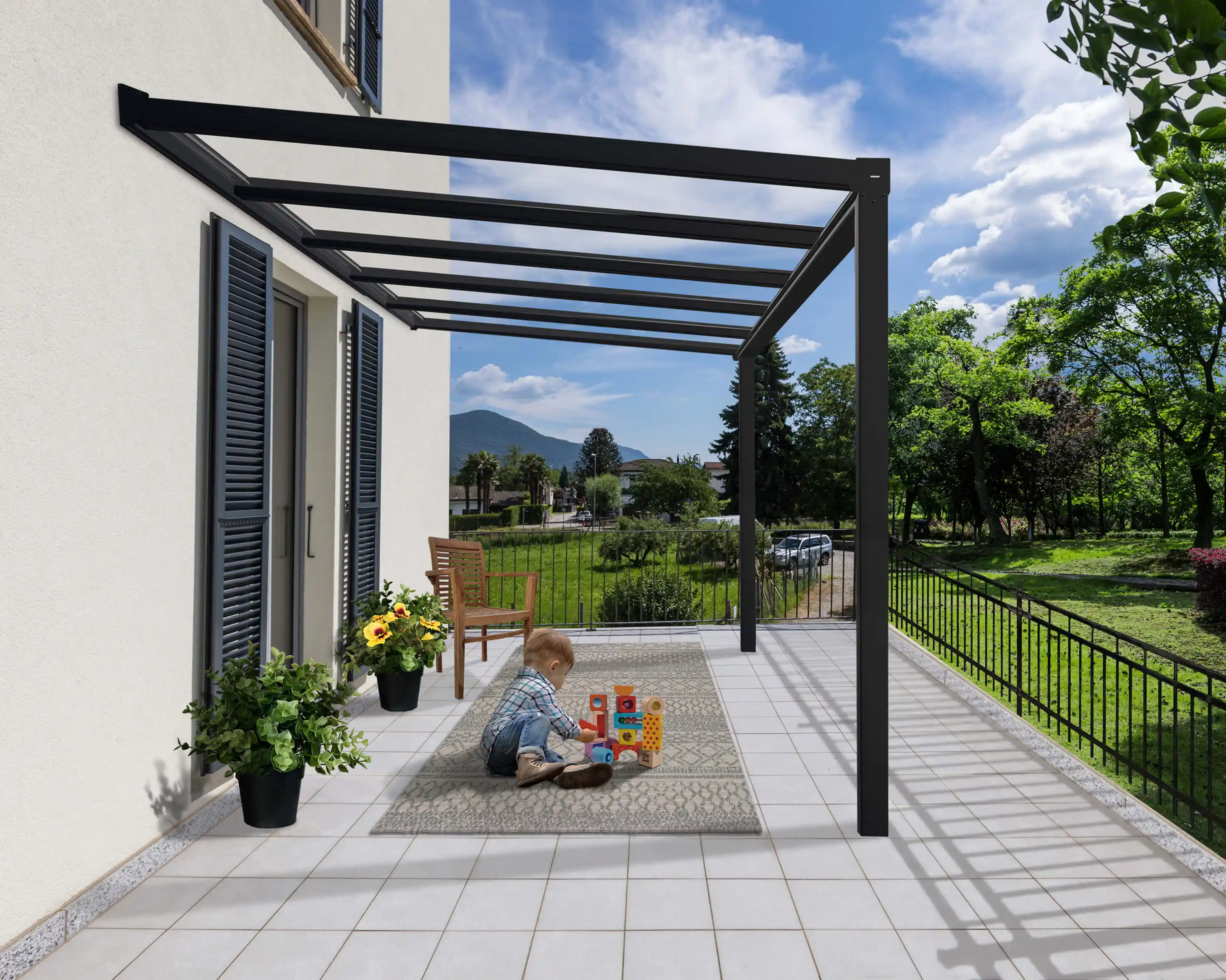 Canopia Stockholm 340X370 cm Terrasoverkapping Donkergrijs Helder-7290108601053 Canopia Stockholm 340X370 cm Terrasoverkapping Donkergrijs Helder