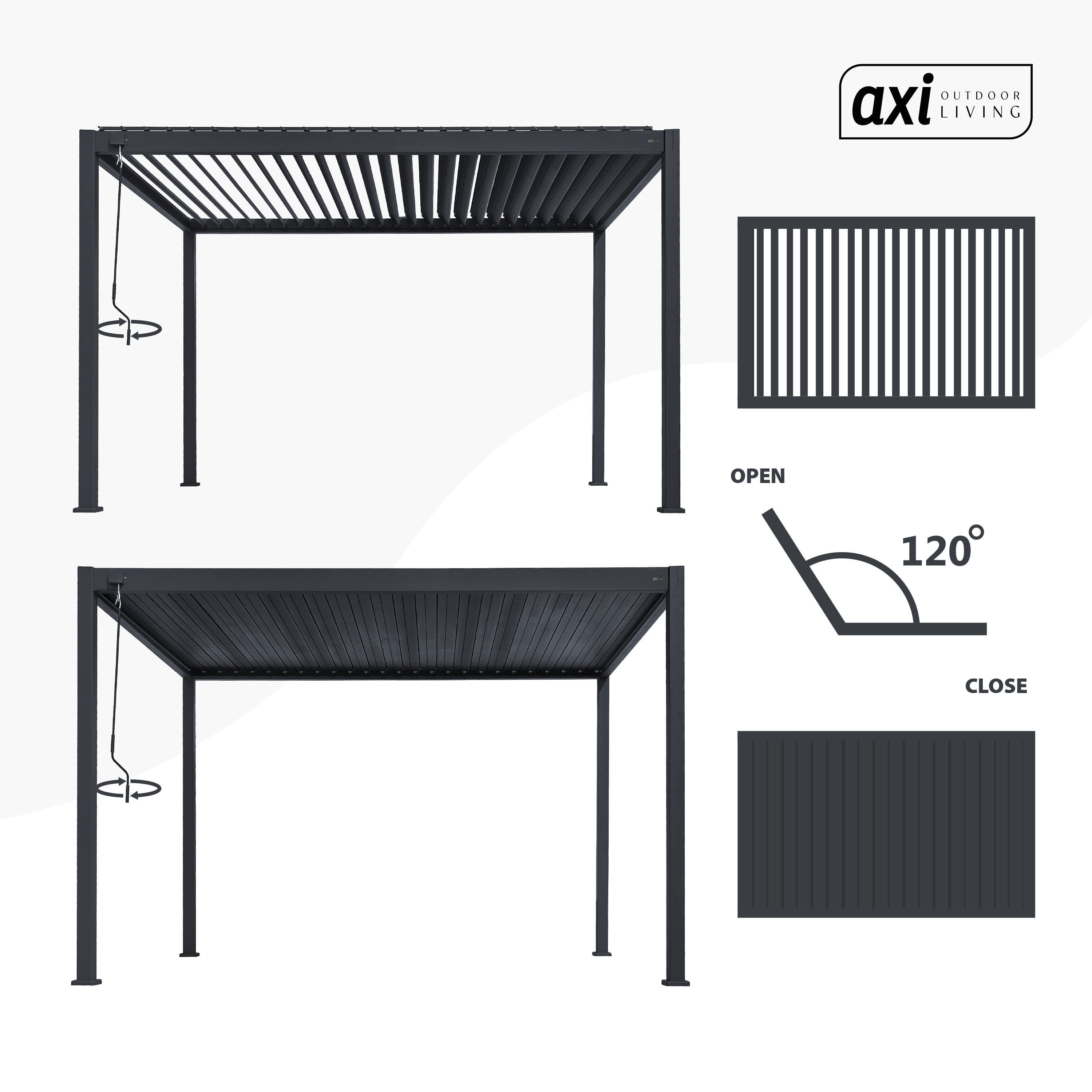 AXI Raya Aluminium Pergola 300 x 400 cm Anthracite