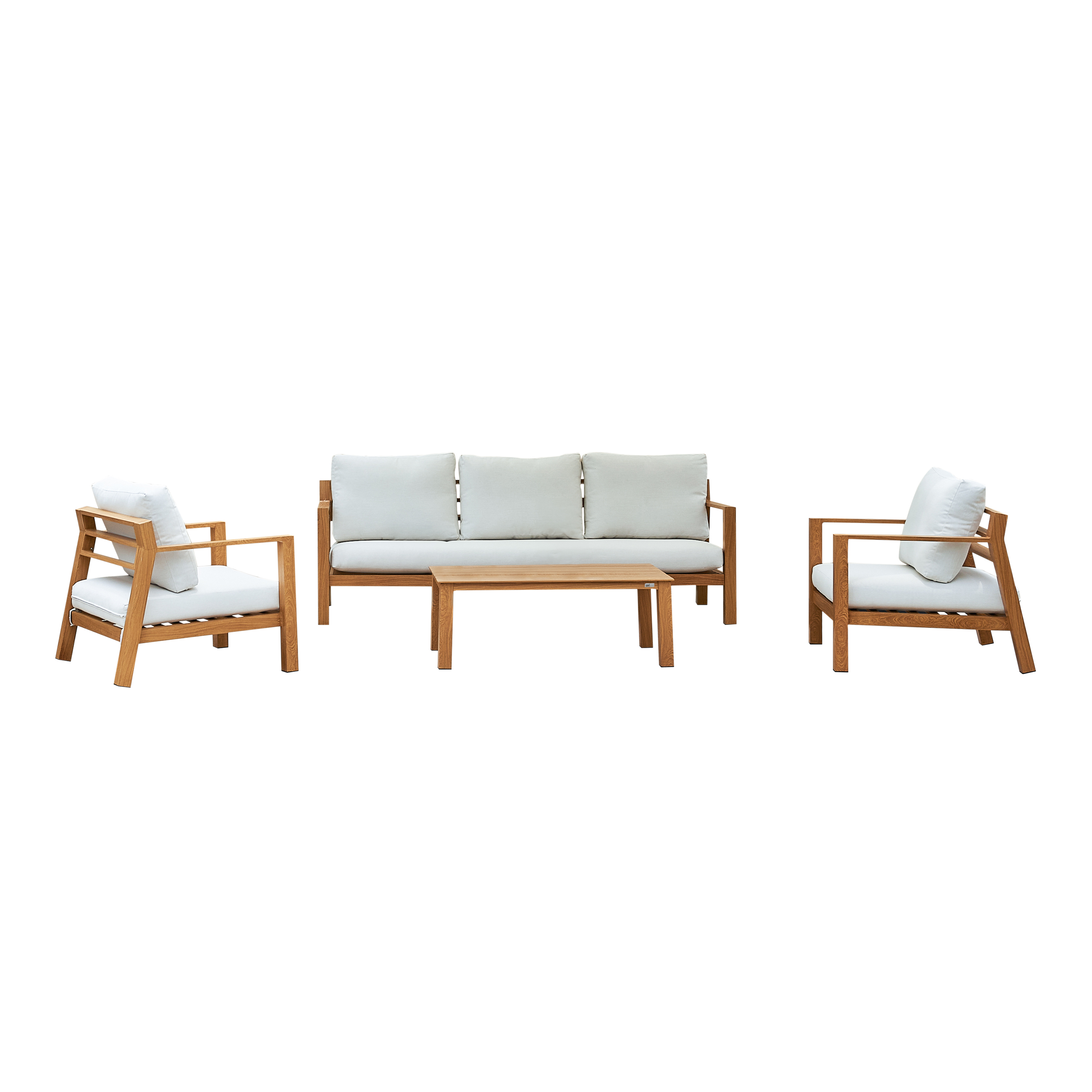 AXI Orla Salon de jardin 4-pièces avec canapé, table and 2 fauteuils Aspect Bois/beige