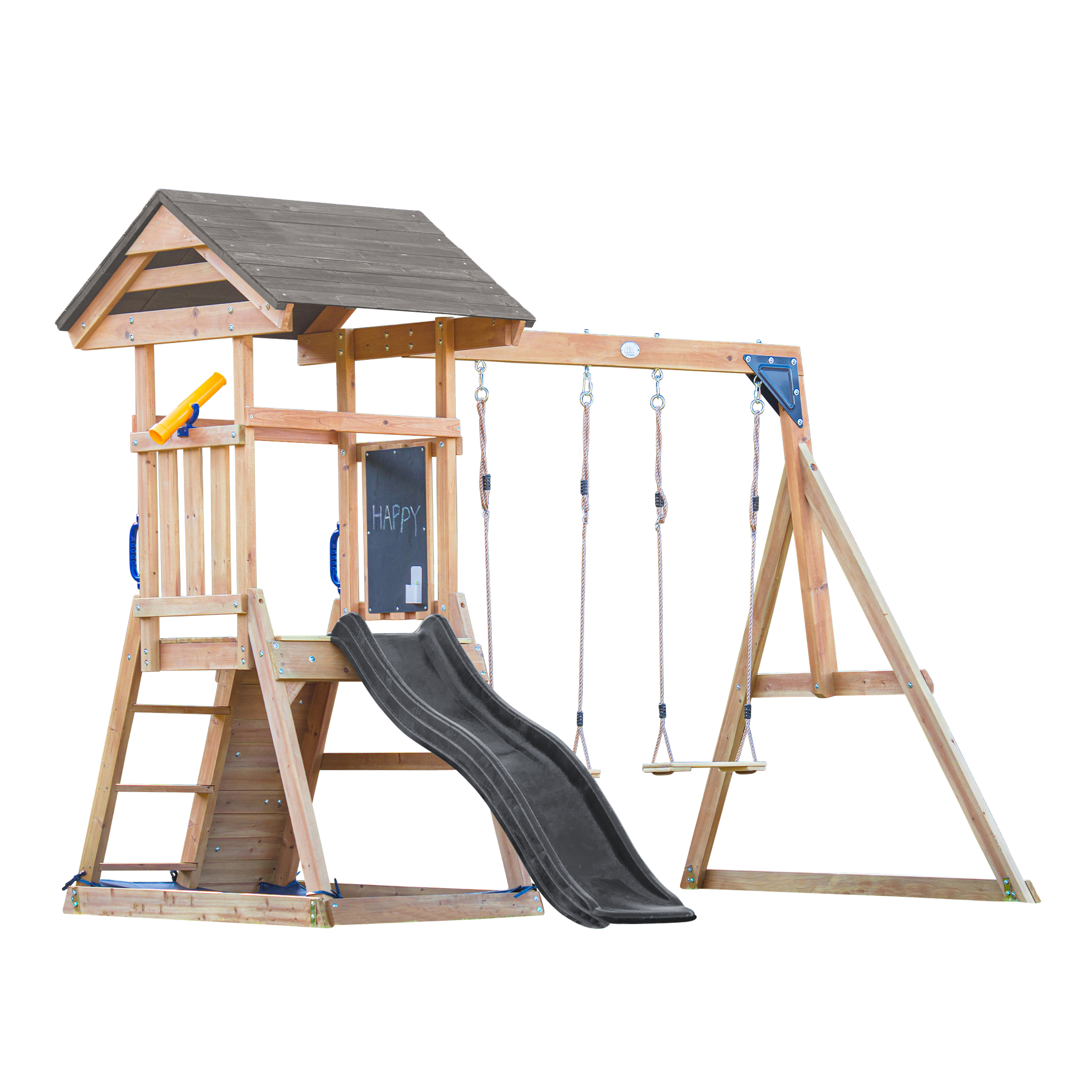 AXI Mia Climbing Frame with Double Swing Set – Grey Slide