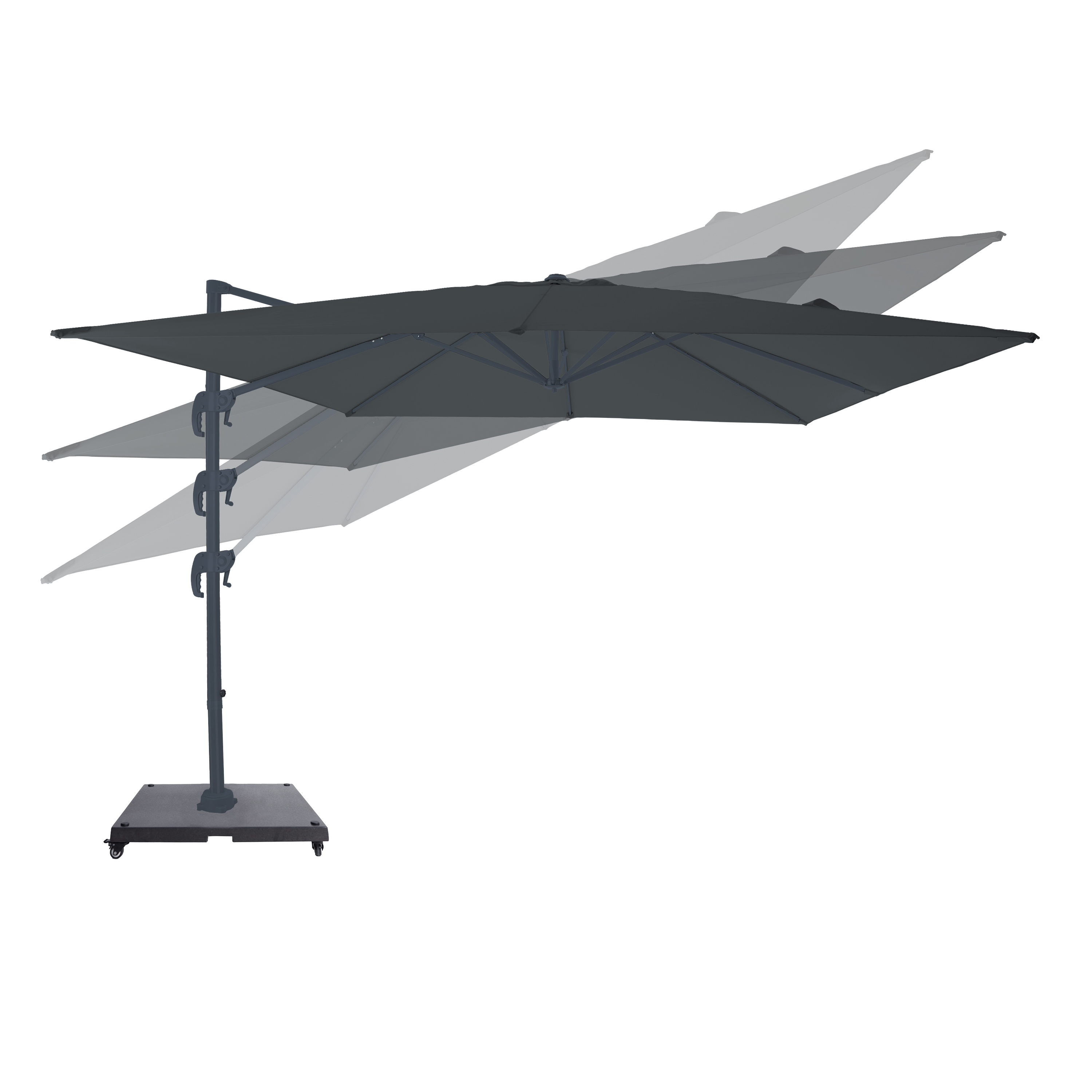 AXI Nima Cantilever Parasol 300x300 cm incl. Parasol Base with Wheels Anthracite/Grey – Complete Set