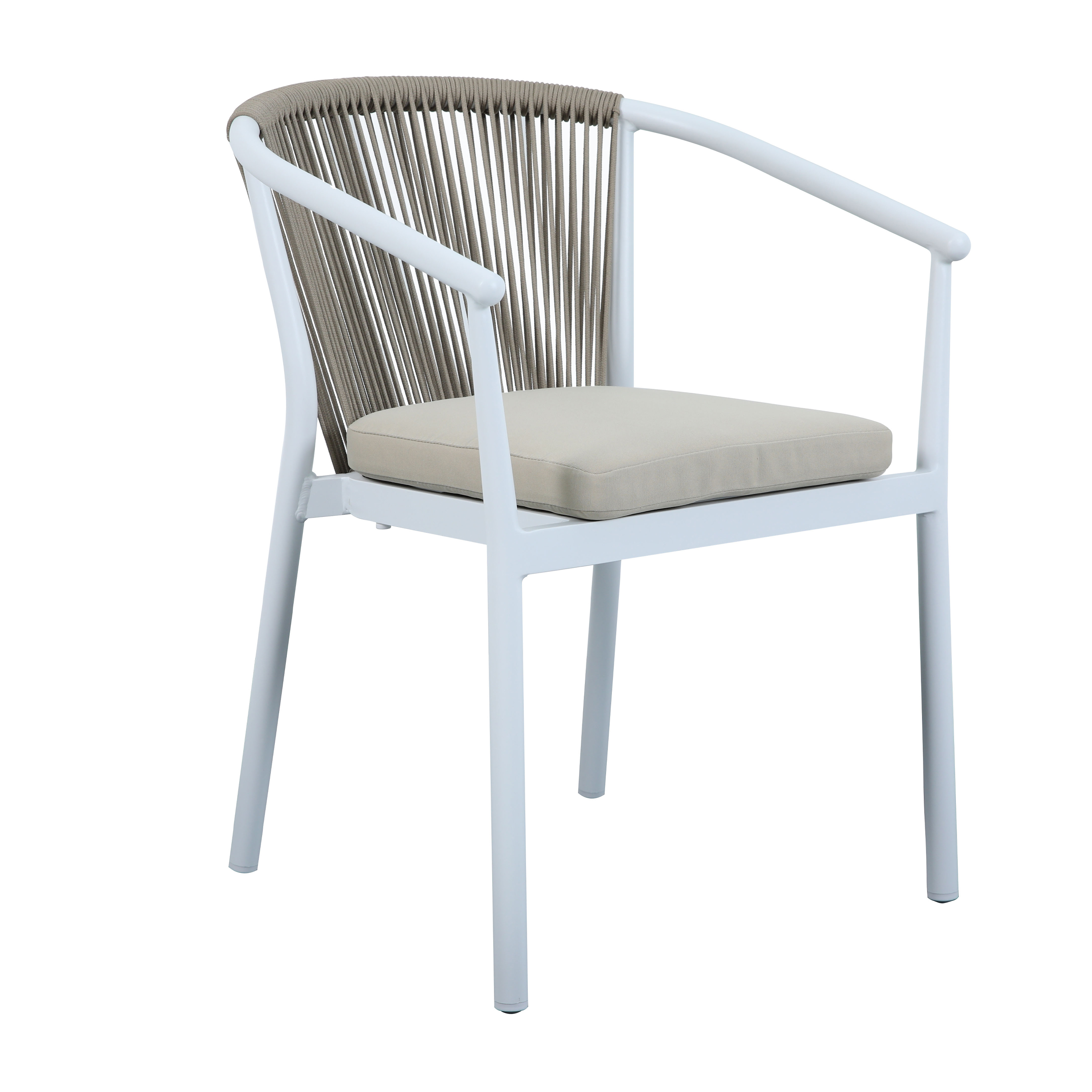 AXI Suvi Table et chaise de jardin avec 4 Chaises blanches en polywood aspect teck 