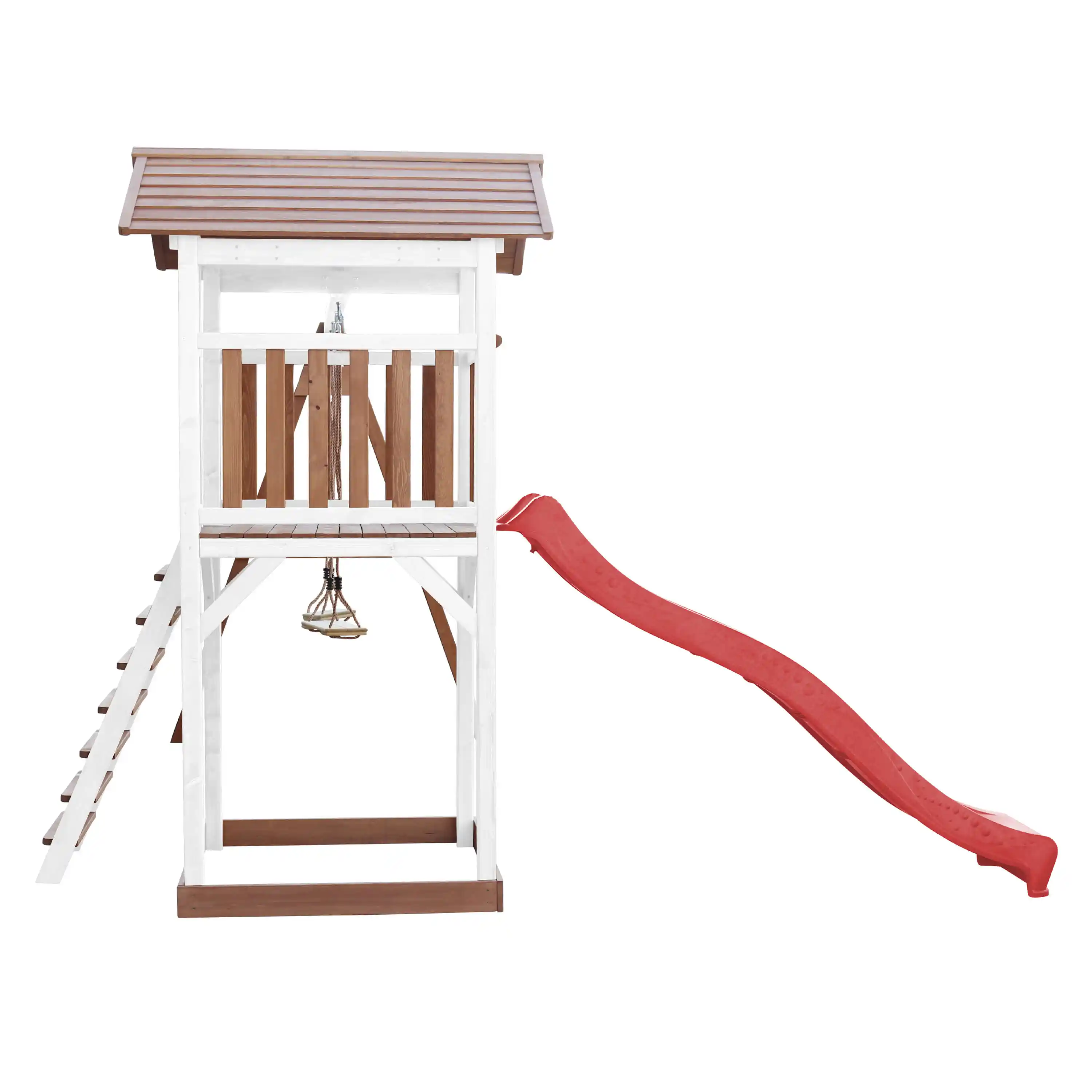 AXI Beach Tower Speeltoren met Dubbele Schommel Bruin/wit - Rode Glijbaan