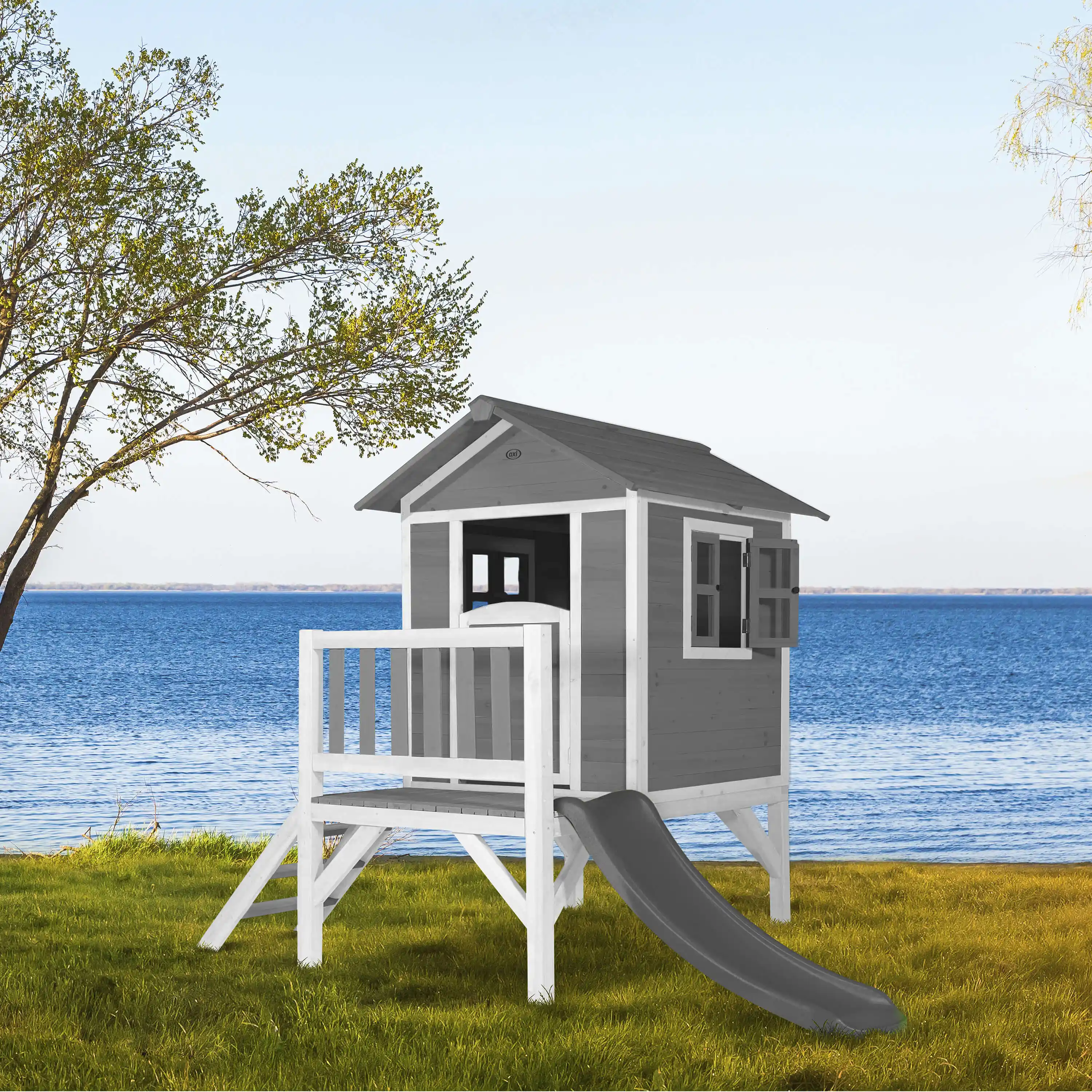 AXI Lodge XL Speelhuis Cool Grijs - Grijze Glijbaan