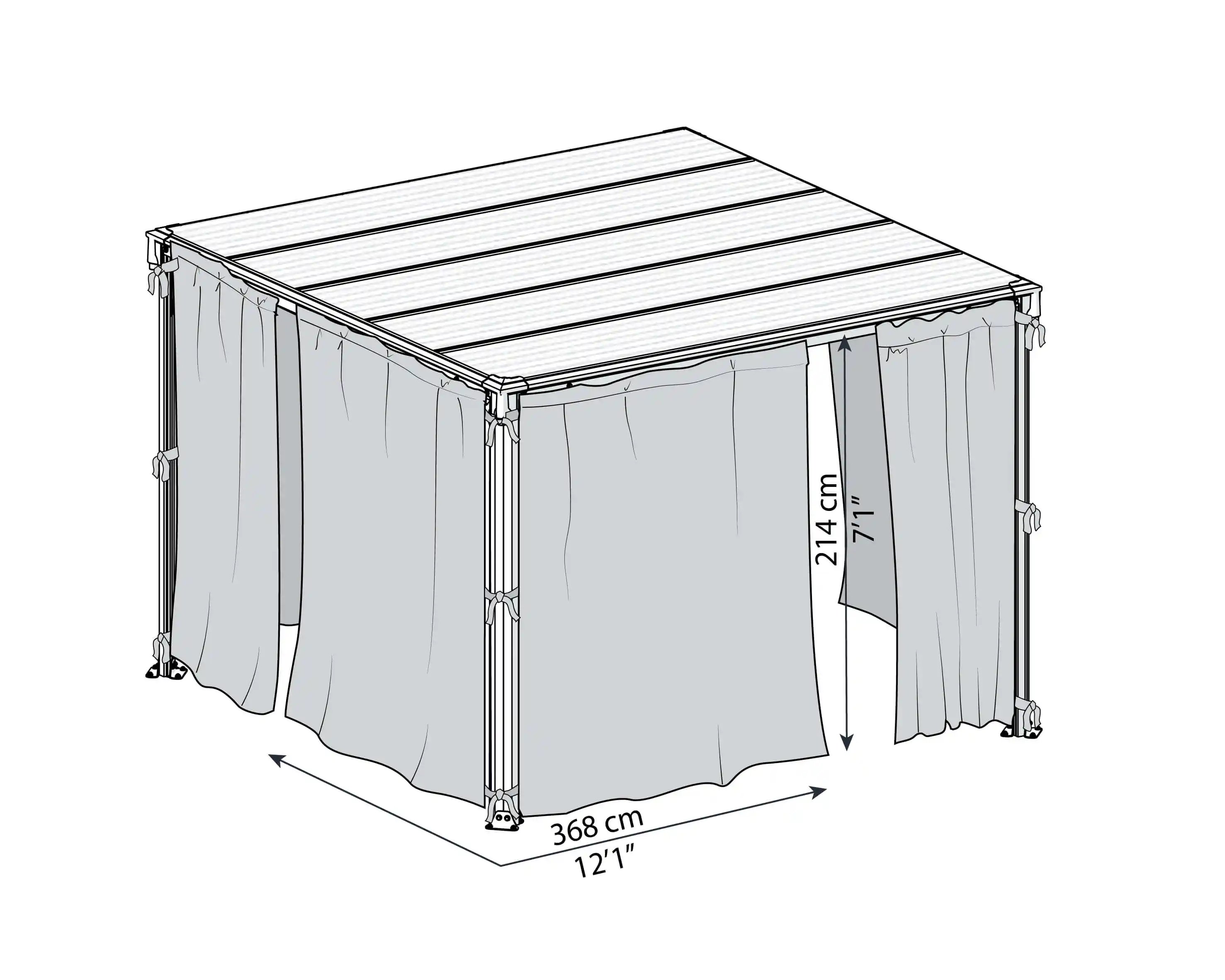 Canopia Gordijnset voor tuinpaviljoen 3X3.6 Donkergrijs-7290108130744 Canopia Gordijnset voor tuinpaviljoen 3X3.6 Donkergrijs