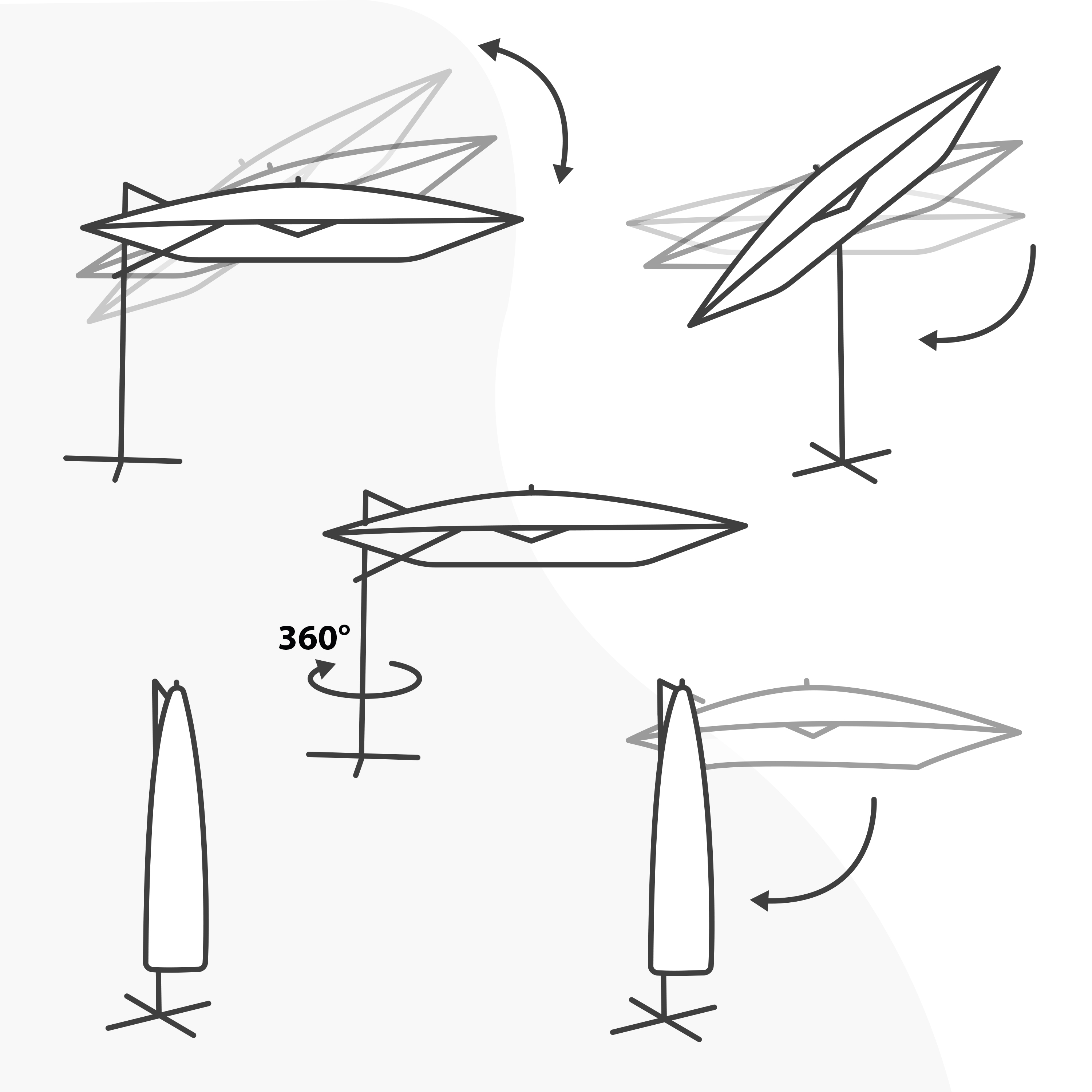 AXI Apollo Premium Cantilever Parasol 300x300cm incl. granite base with wheels Anthracite/Taupe – Complete set