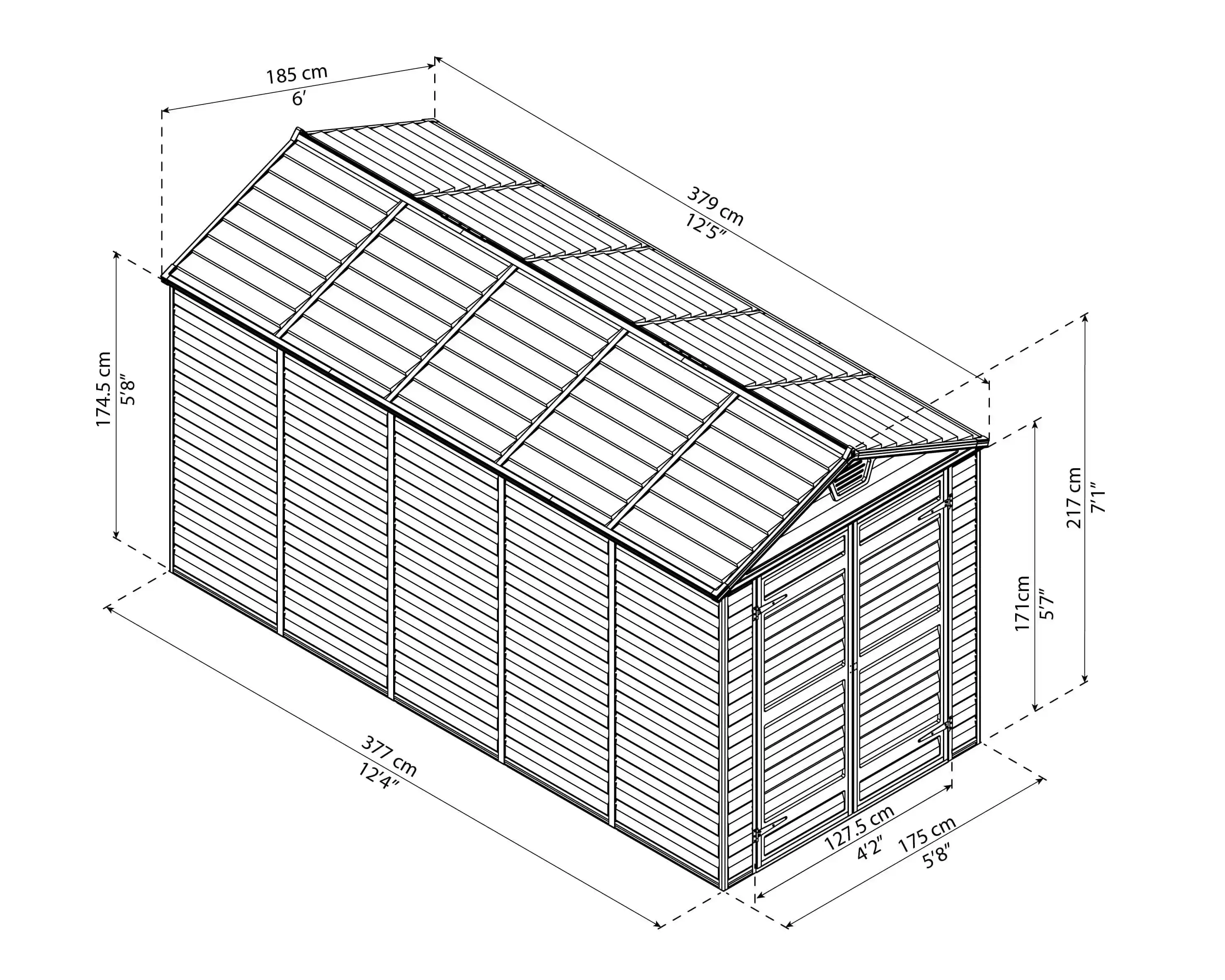 Canopia Skylight 378X185X217 cm Openlucht schuur voor tuin Amber