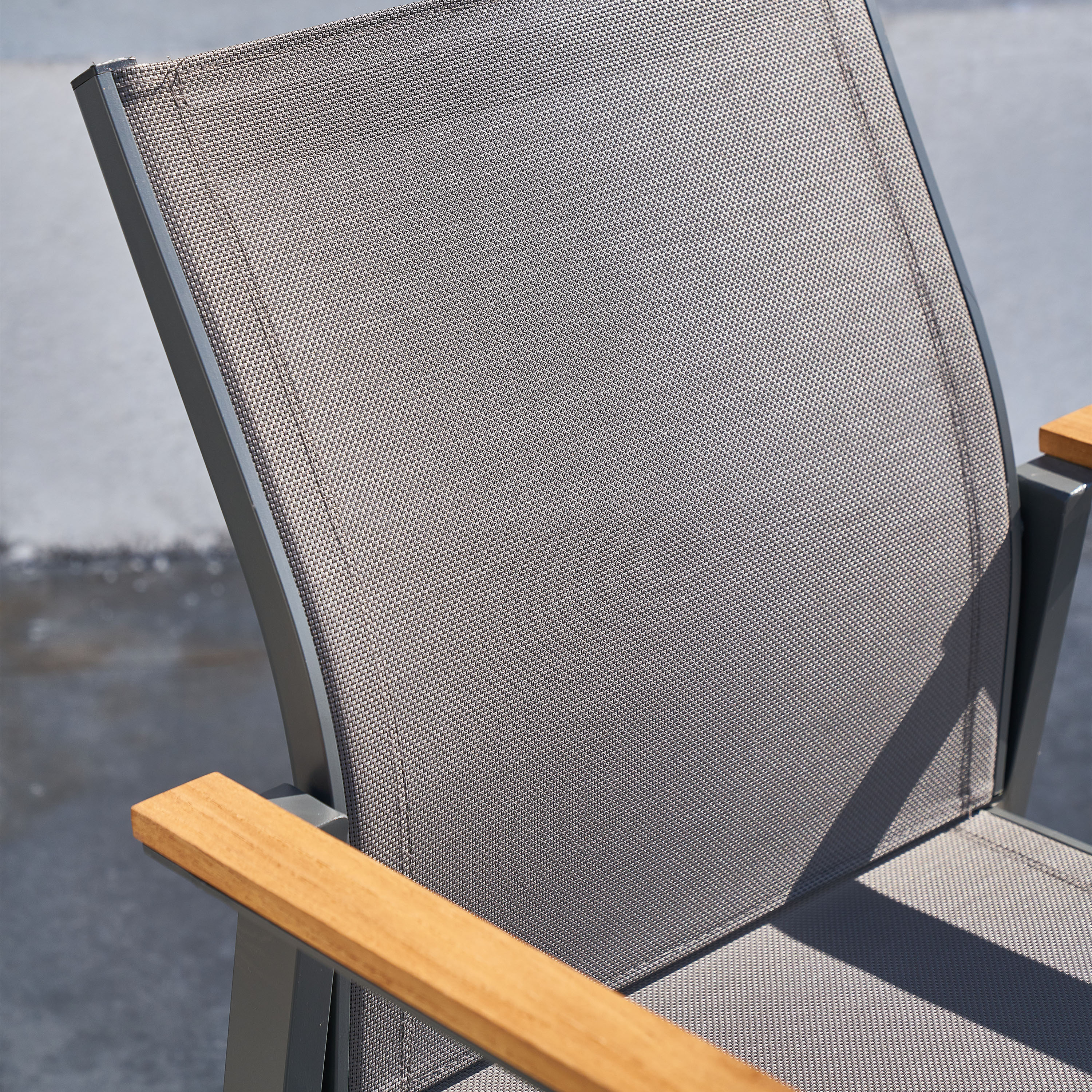 AXI Alva Aluminium Chairs Antracite/Teak – Set 4 pieces