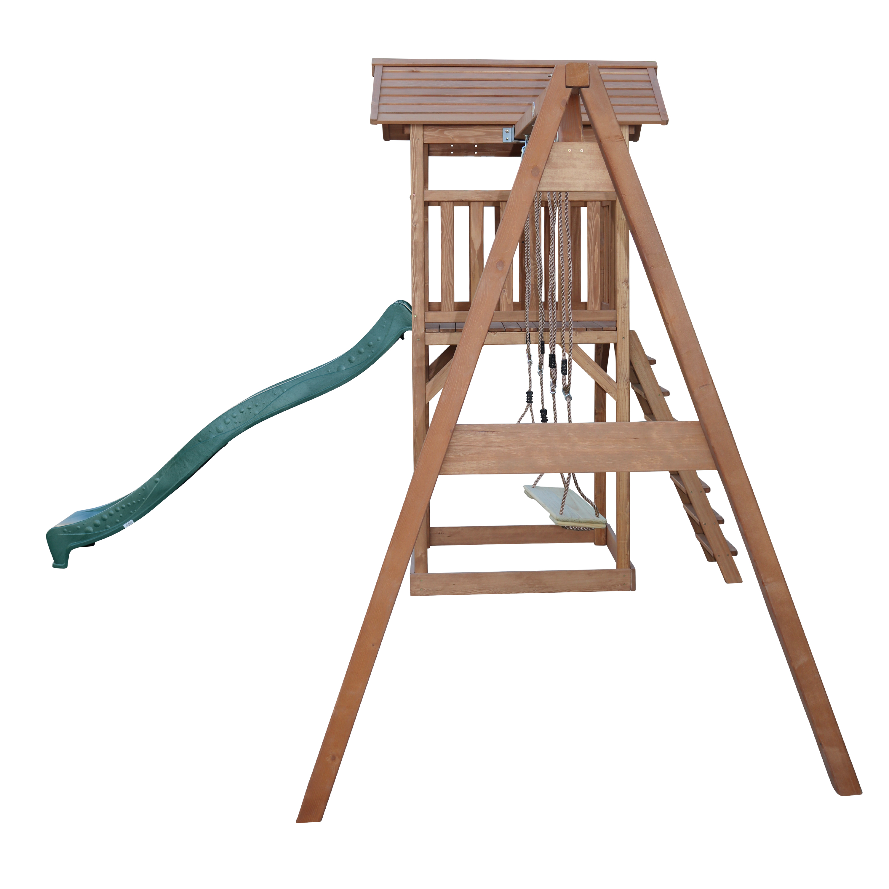 AXI Beach Tower with Double Swing Set Brown - Green Slide