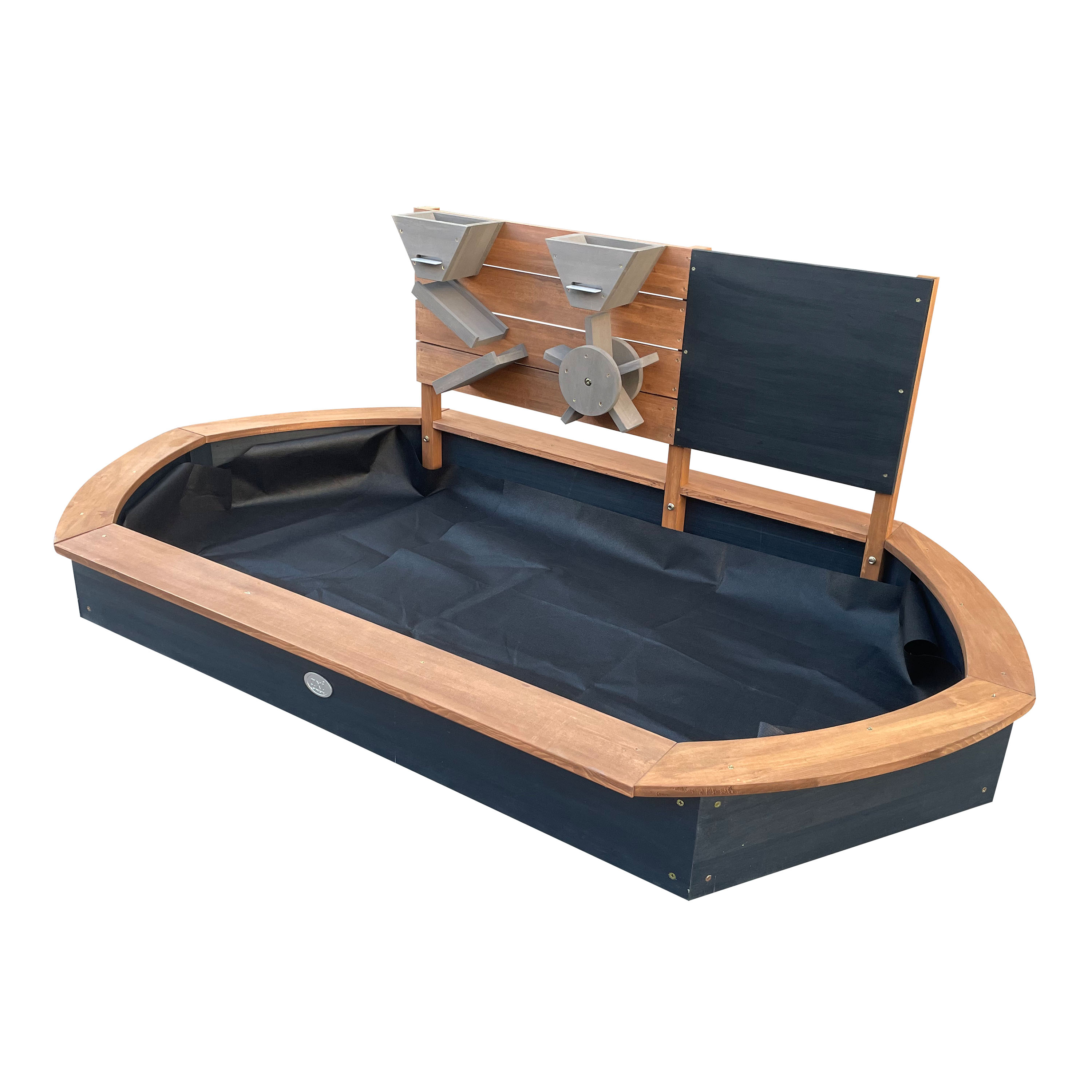 AXI Joey Sandbox Oval with Play wall and Chalkboard - 158 x 91 cm - Brown/Anthracite