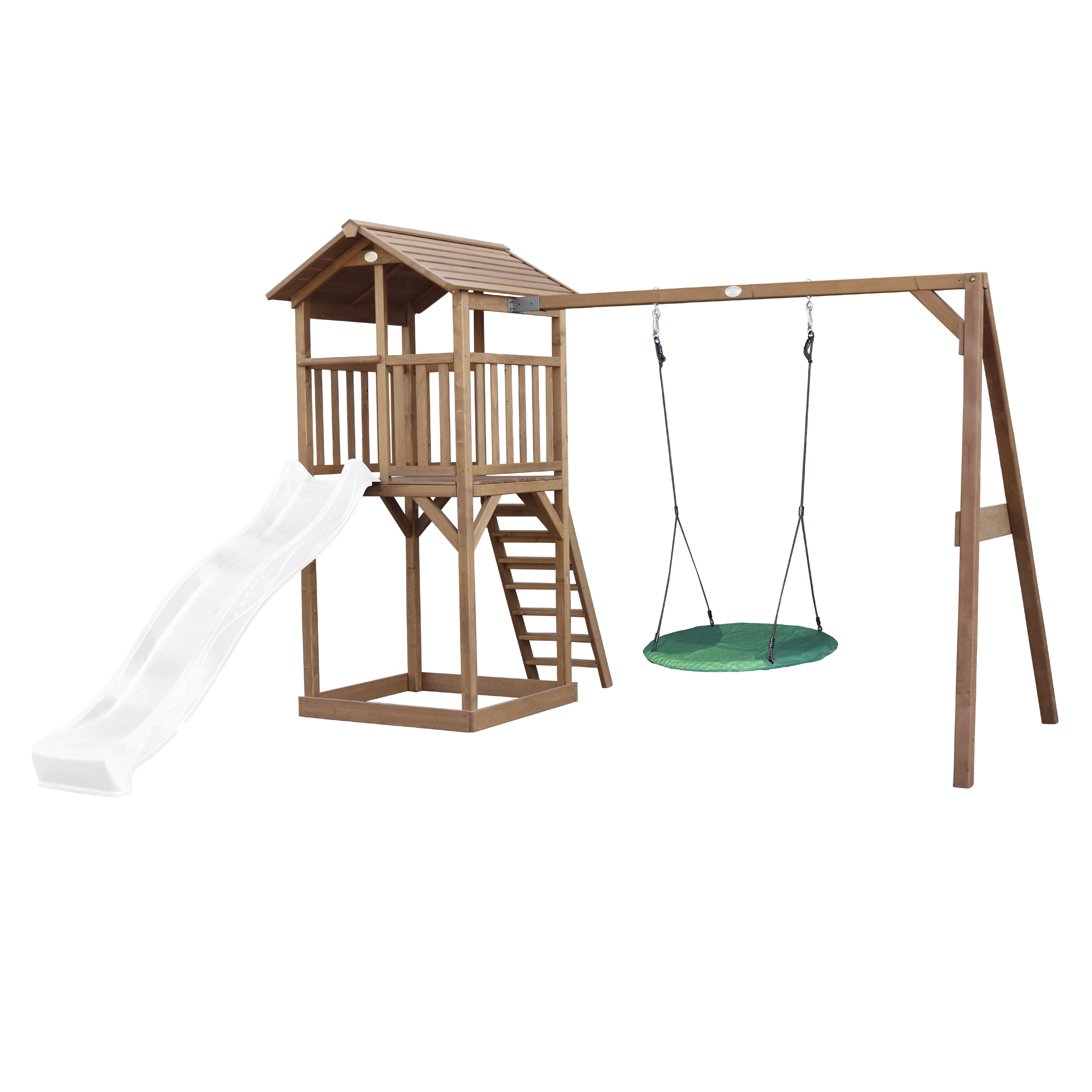 AXI Beach Tower with Summer Nest Swing Set Brown - White Slide-8717973939115 AXI Beach Tower with Summer Nest Swing Set Brown - White Slide