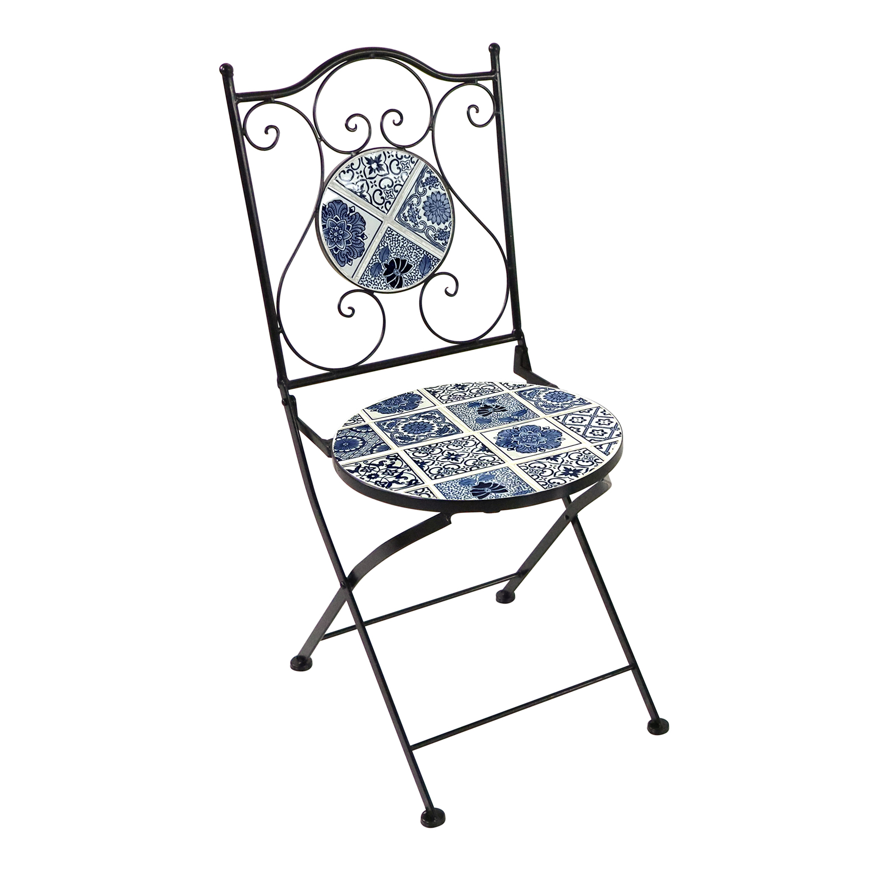 AXI Amélie Chaise Bistrot Mosaïque en bleu de Delft