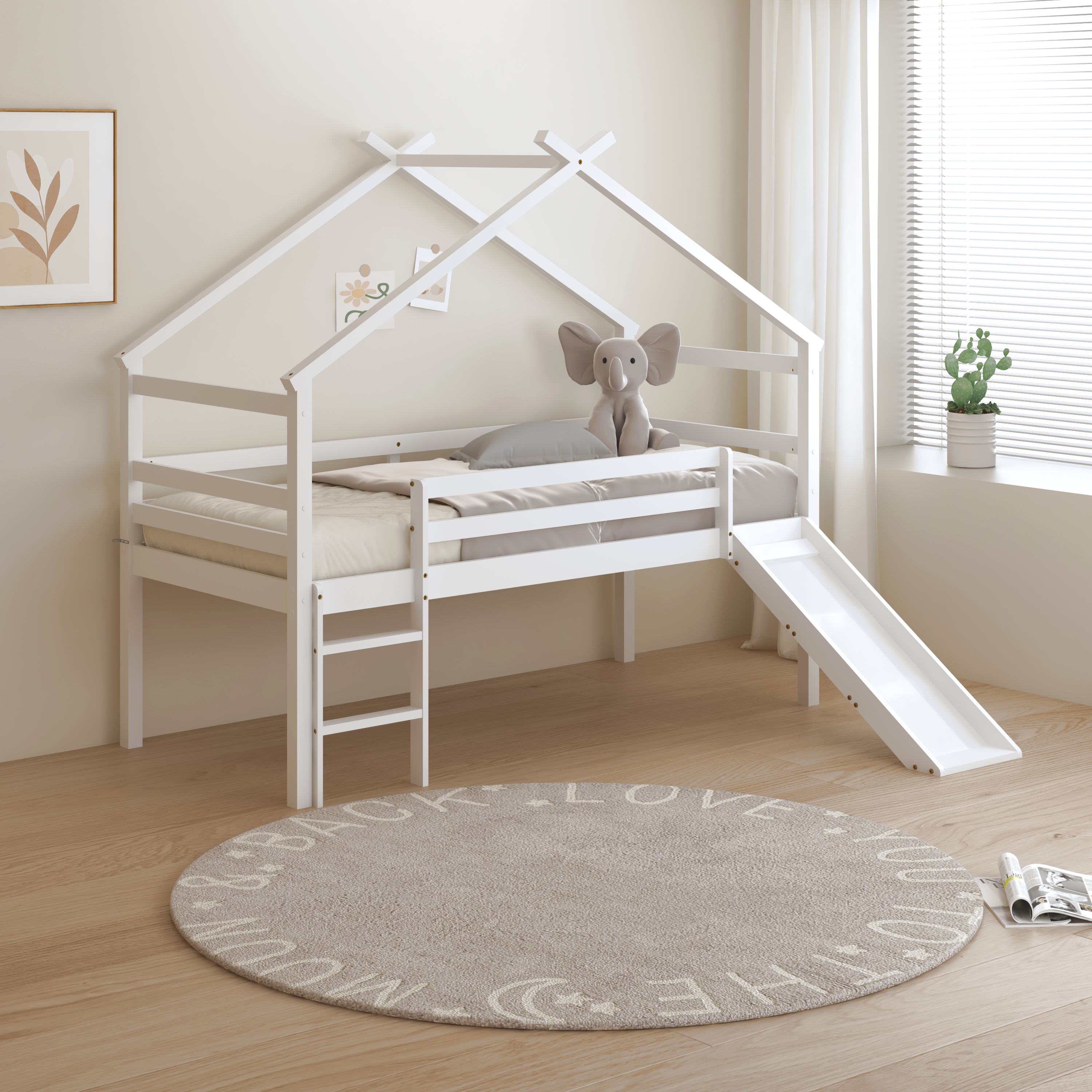 Sunny River Mid Sleeper with Slide White – Without Mattress