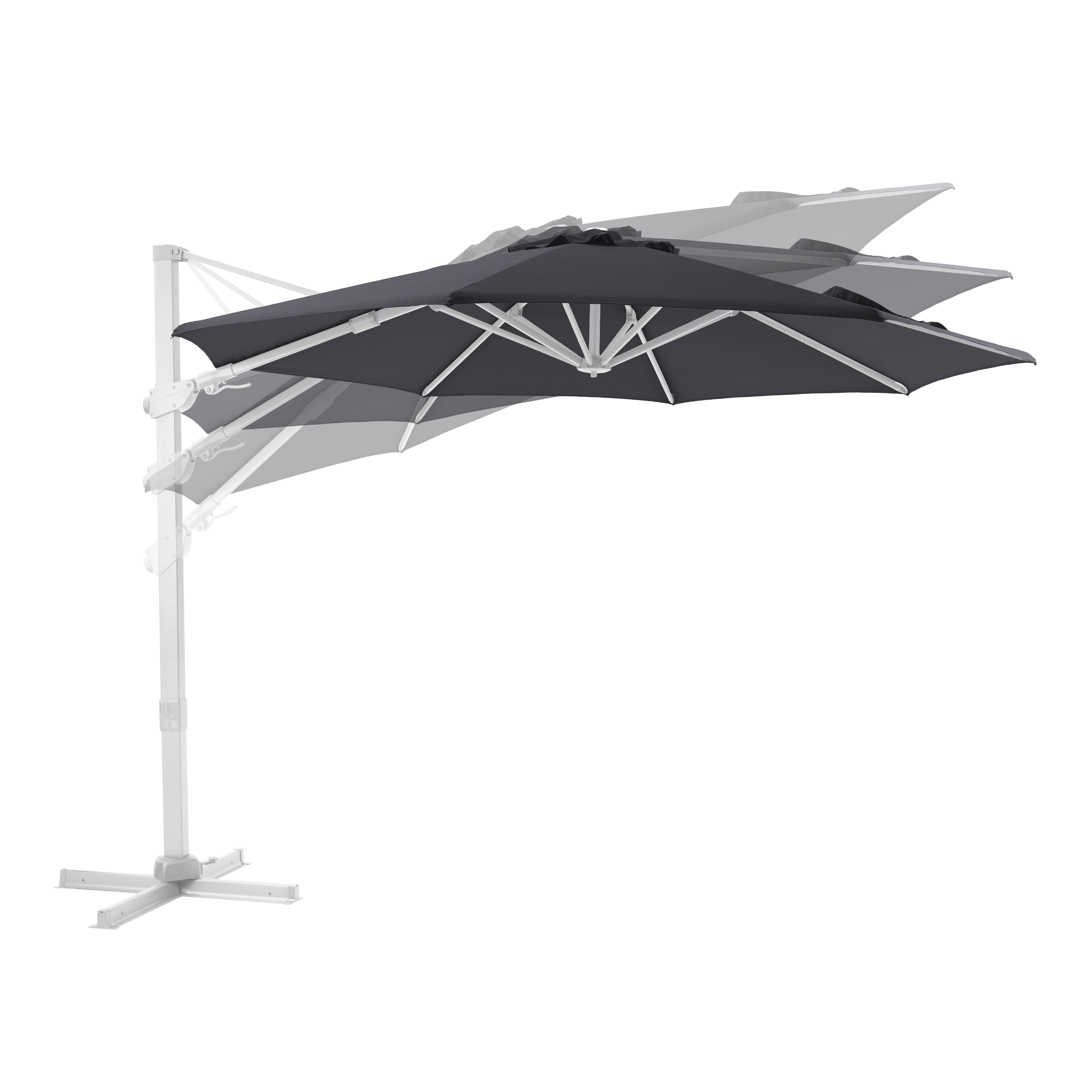 AXI Cyrus Premium Parasol déporté Ø 300cm Blanc/gris 