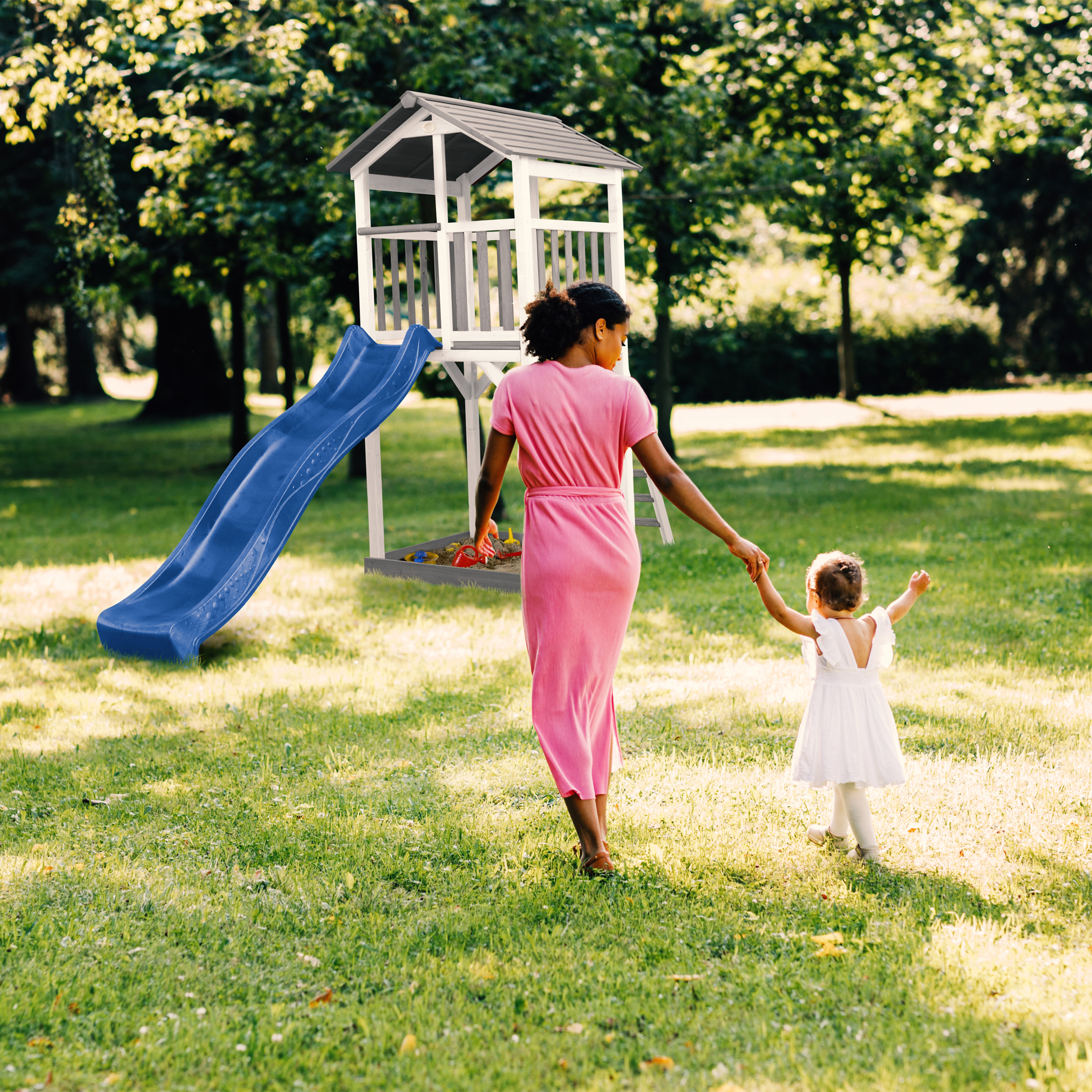 AXI Beach Tower Grey/White - Blue Slide