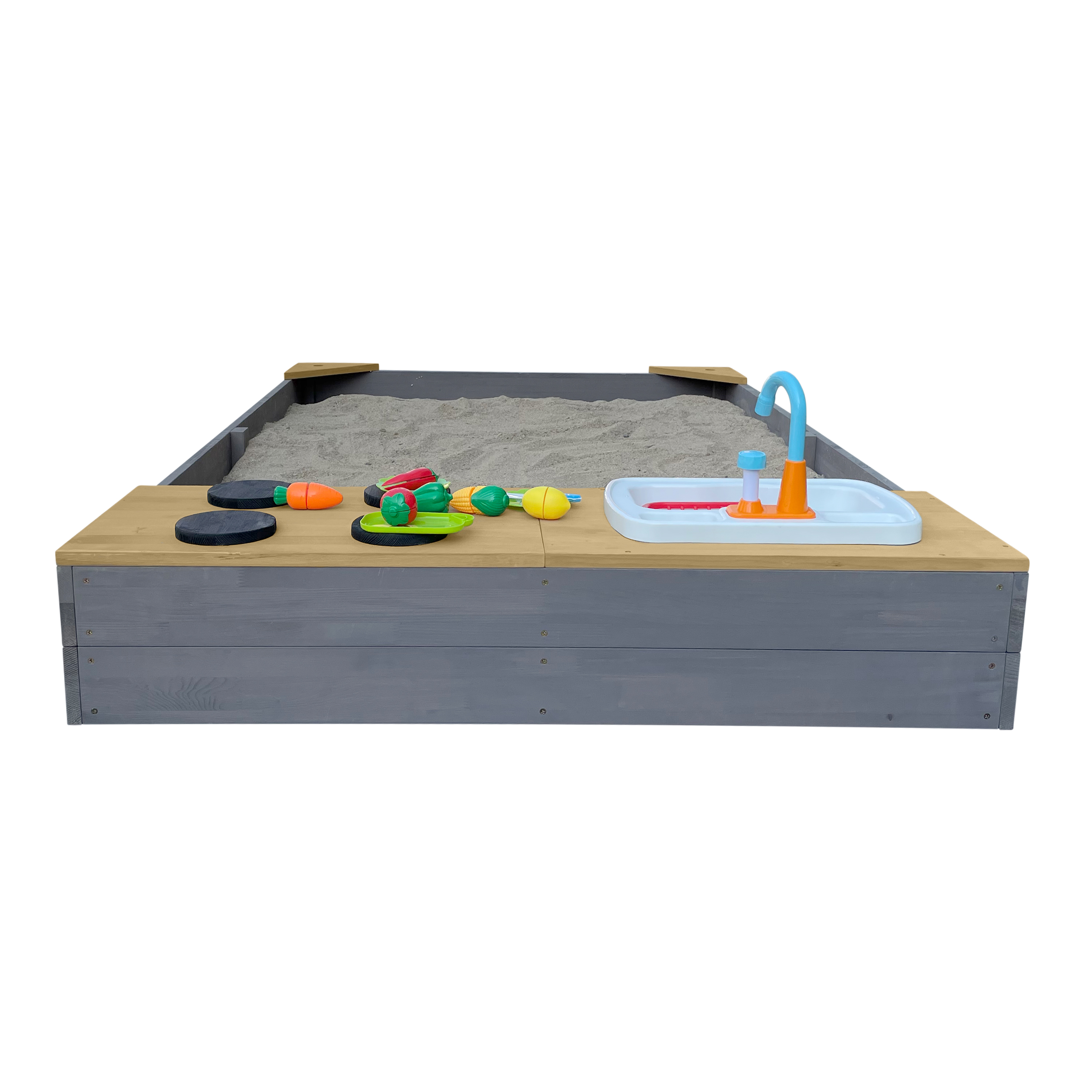 AXI Kelly Sandbox with Play Kitchen - 180 x 115 cm - Grey/brown