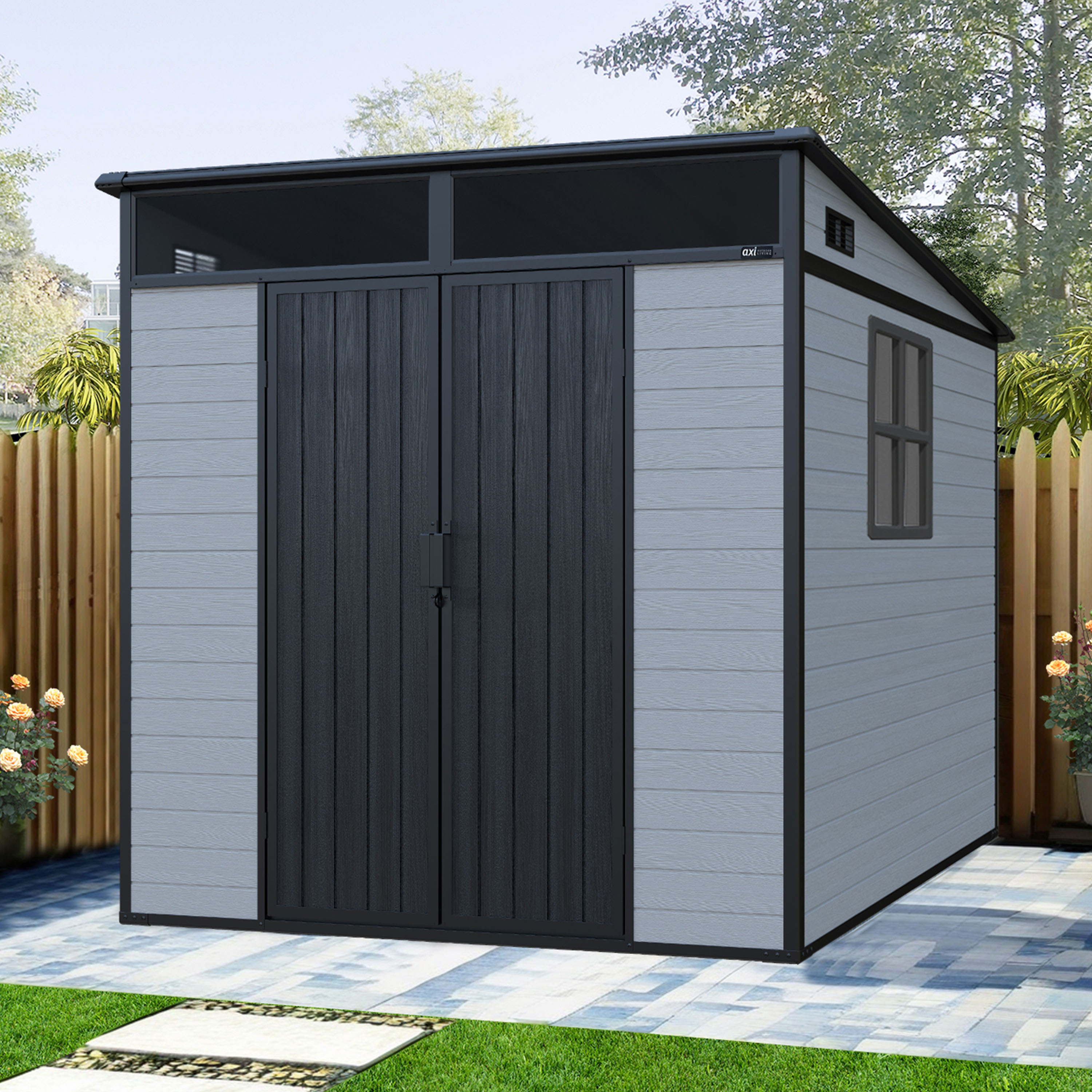 AXI Axel Plastic Garden Storage Shed 215 x 206 x 204 cm - Grey