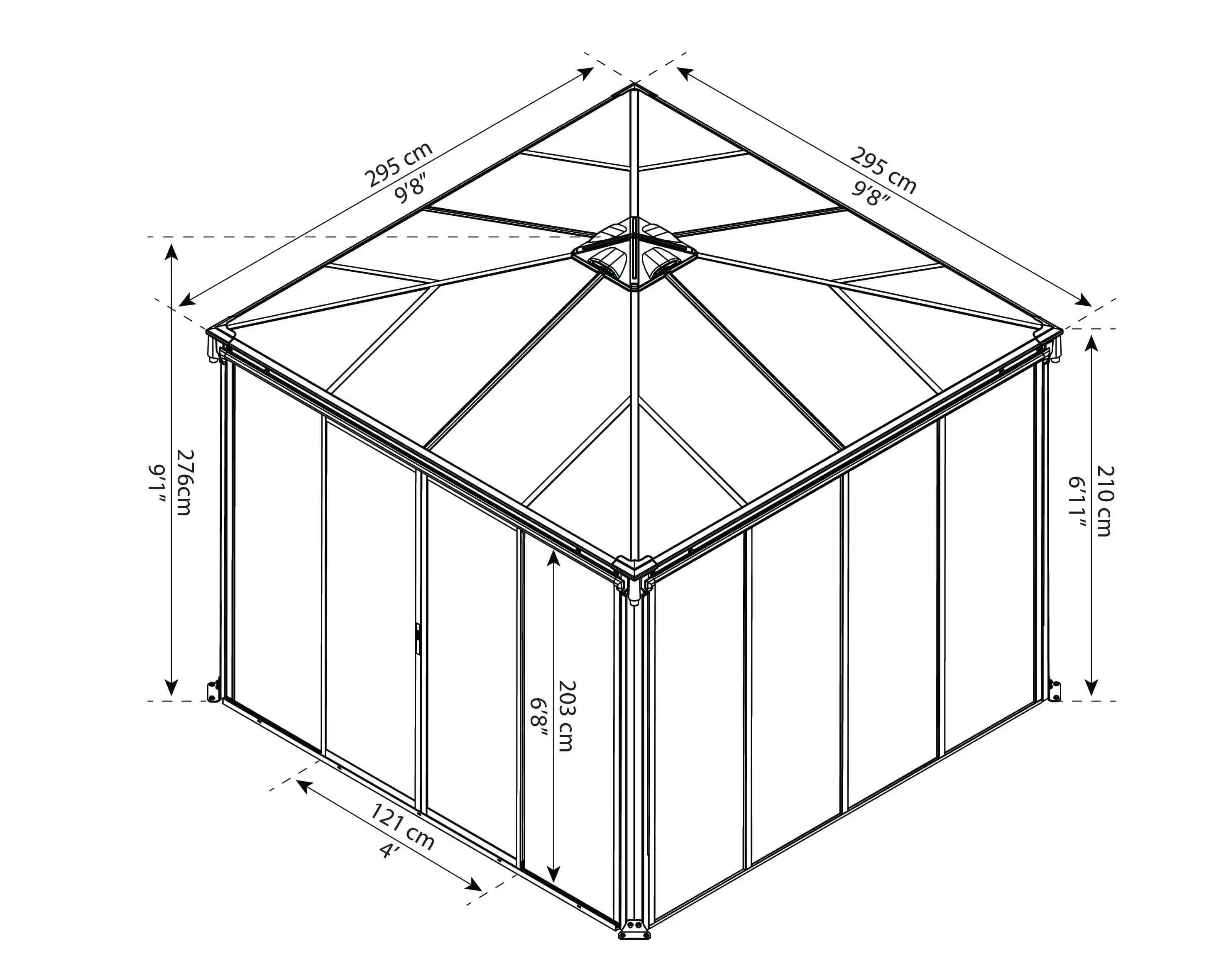 Canopia Ledro 300X300 cm Pergola fermée Grise foncé/Bronze