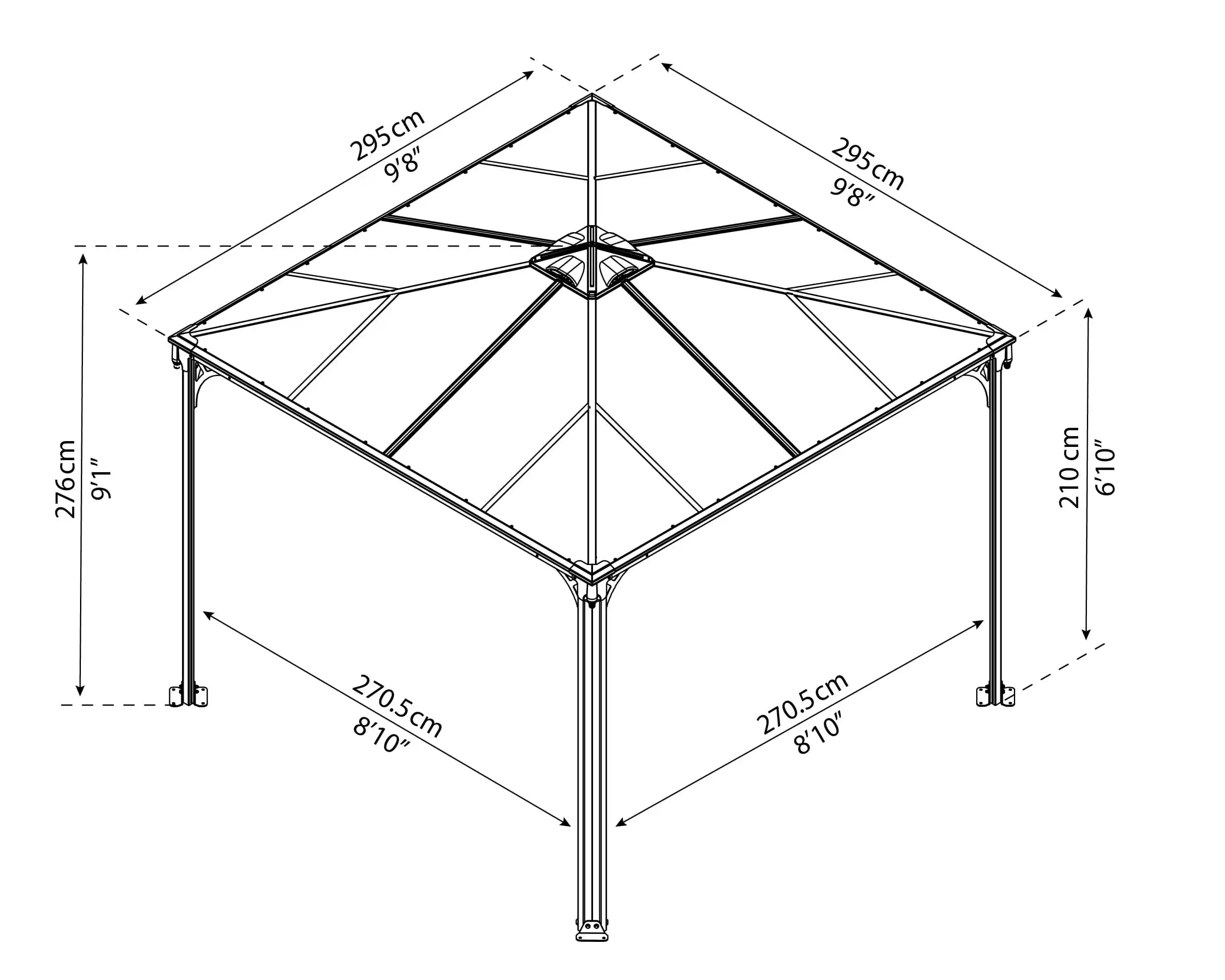 Canopia Palermo 300X300 cm tuinpaviljoen Donkergrijs Brons-7290103123598 Canopia Palermo 300X300 cm tuinpaviljoen Donkergrijs Brons