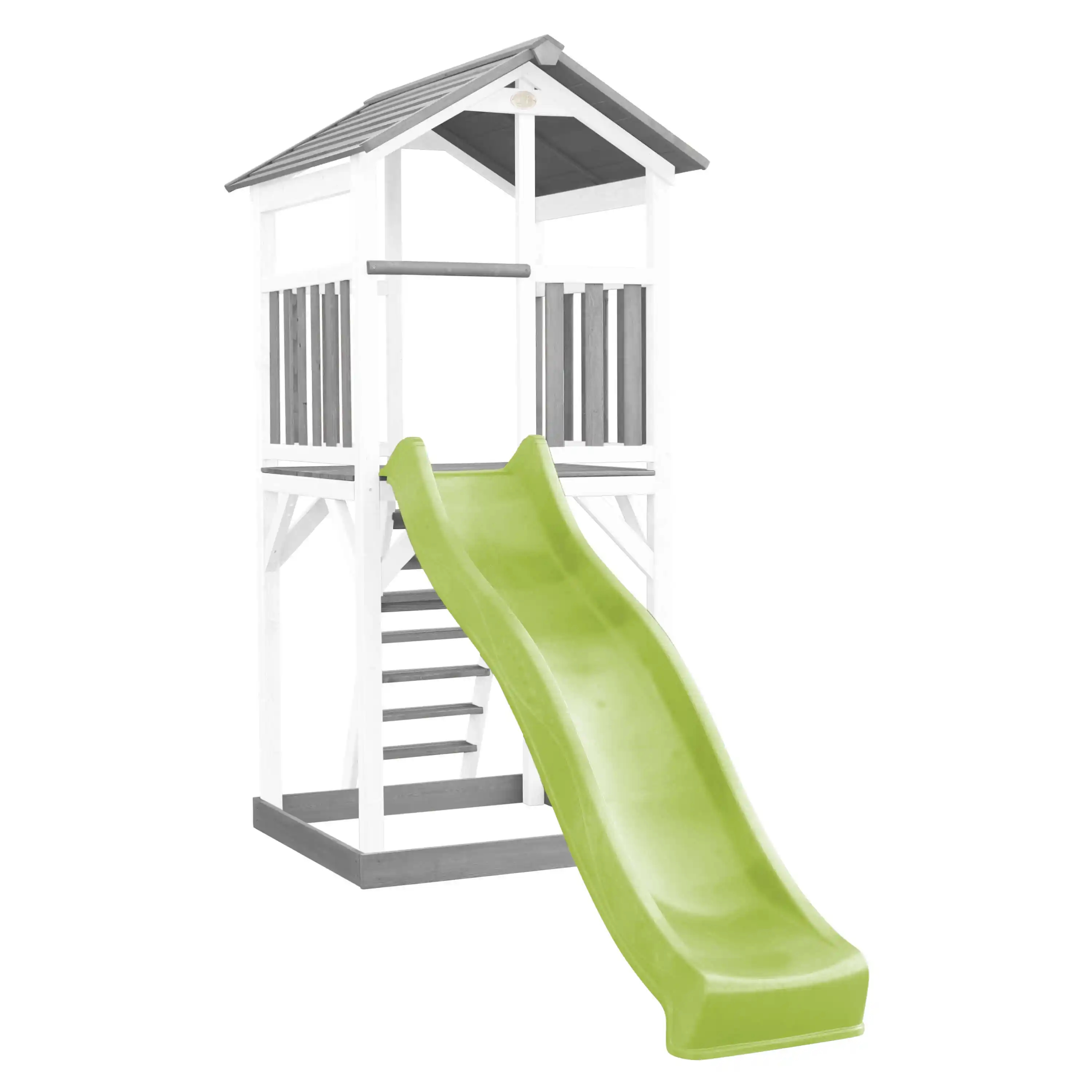 AXI Beach Tower Aire de jeux Grise/Blanche - Toboggan Vert Citron