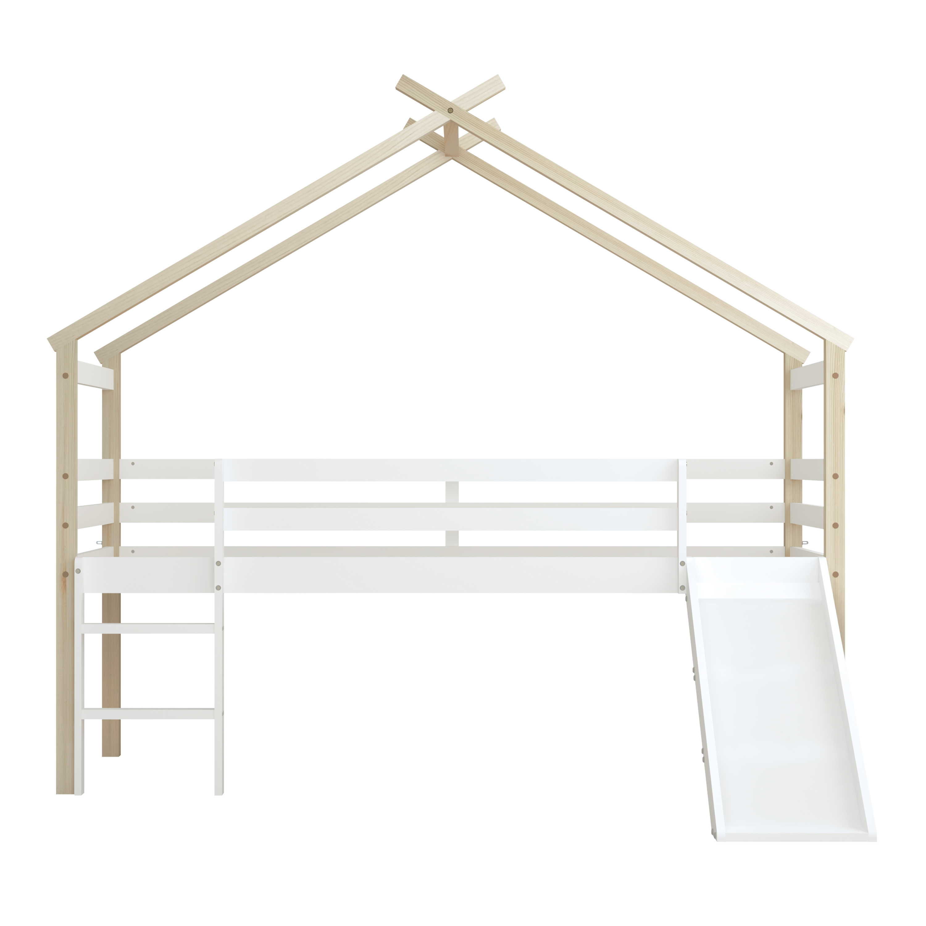 Sunny River Mid Sleeper with Slide Brown/White – With Mattress