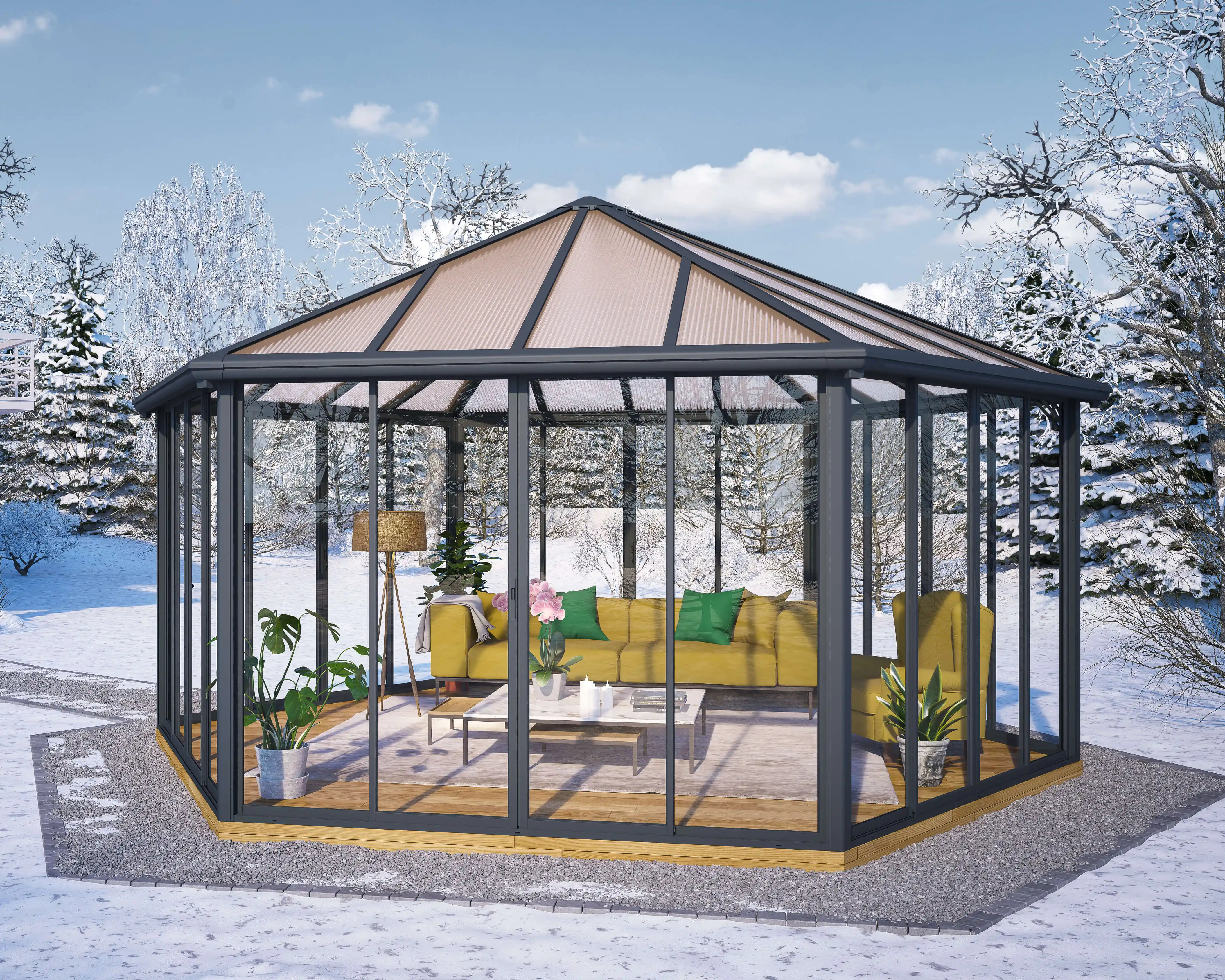 Canopia Garda Pavillon de jardin 520X595X332 cm Gris Foncé