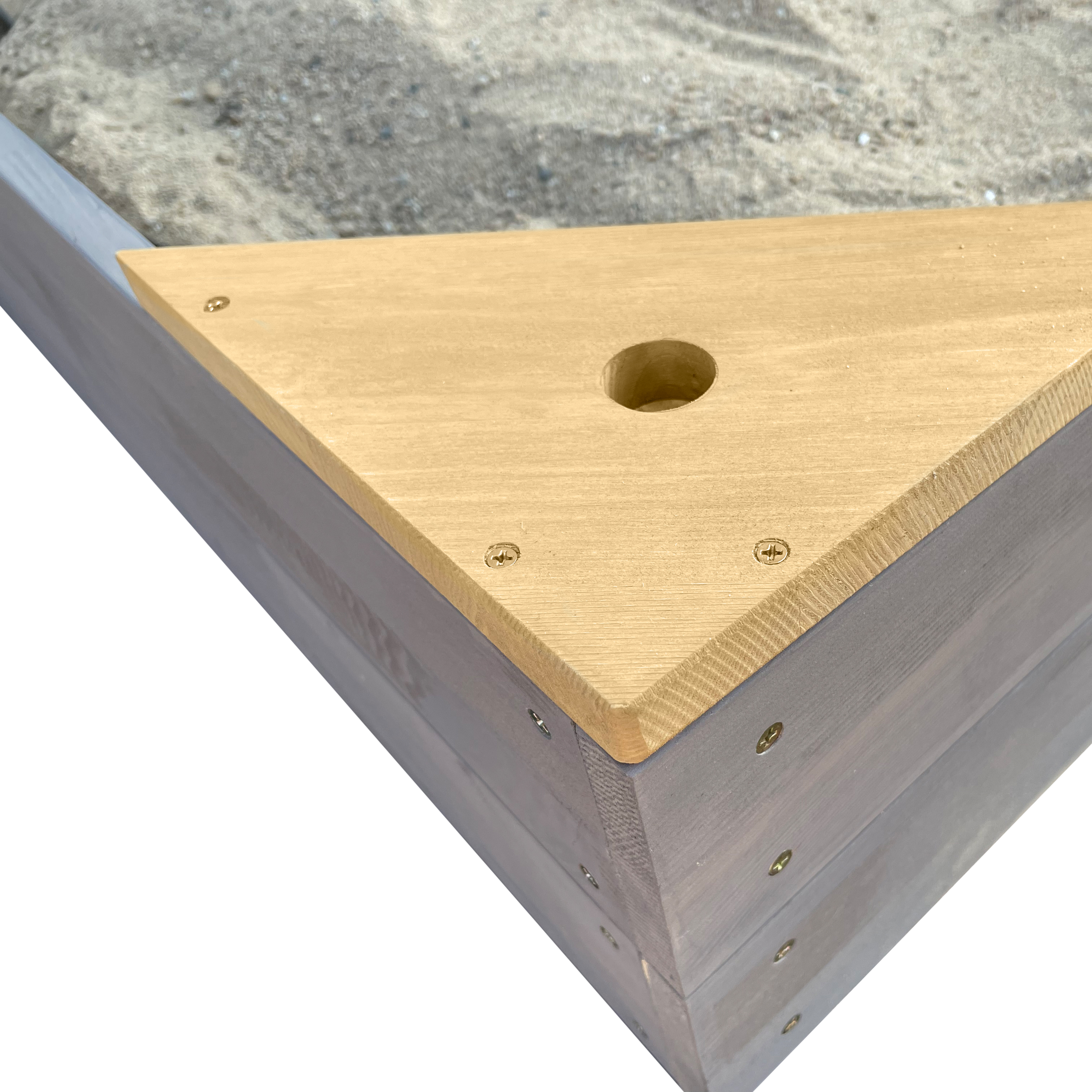 AXI Kelly Sandbox with Bins and Bench - 180 x 115 cm - Grey/Brown