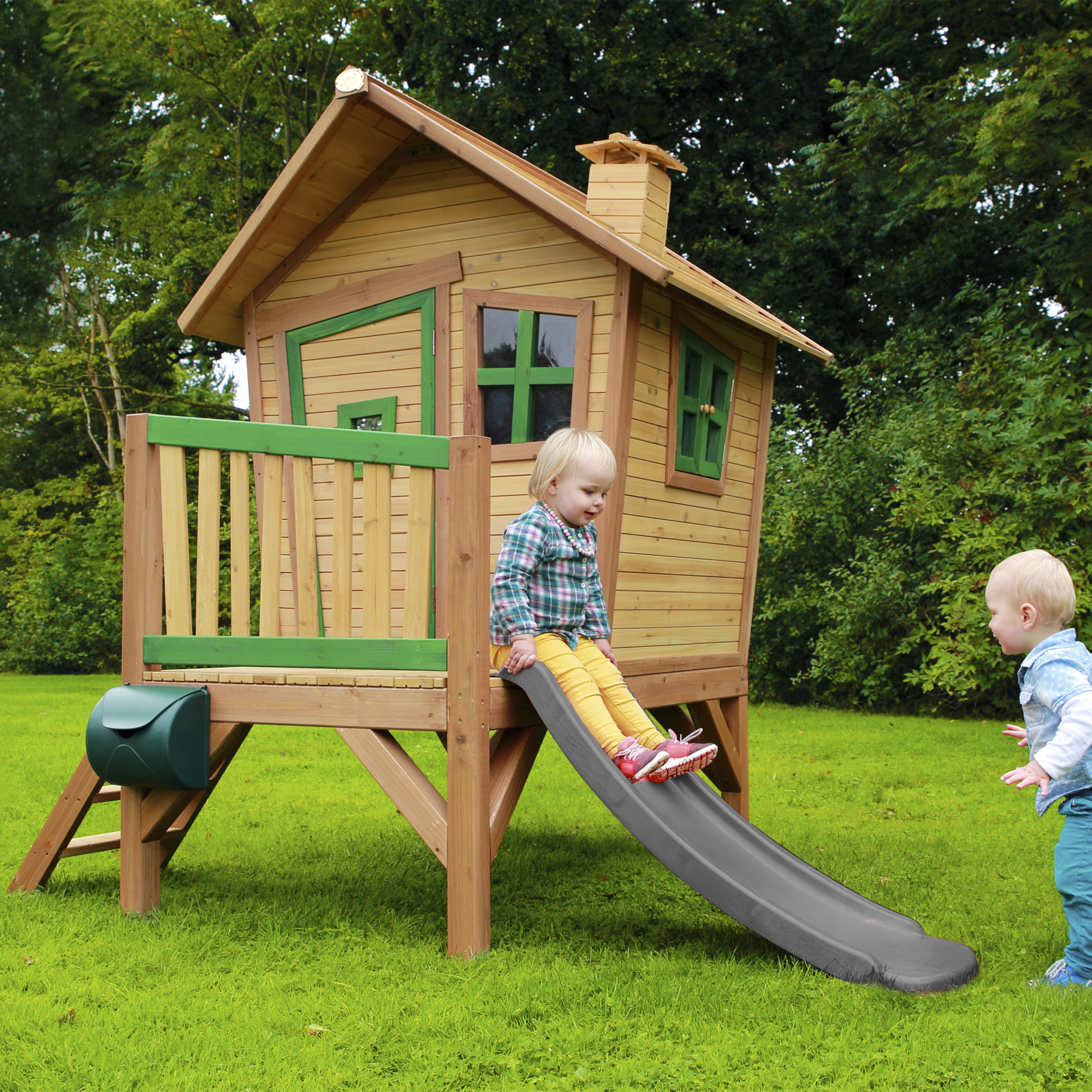 AXI Robin Playhouse Brown/Green - Grey Slide
