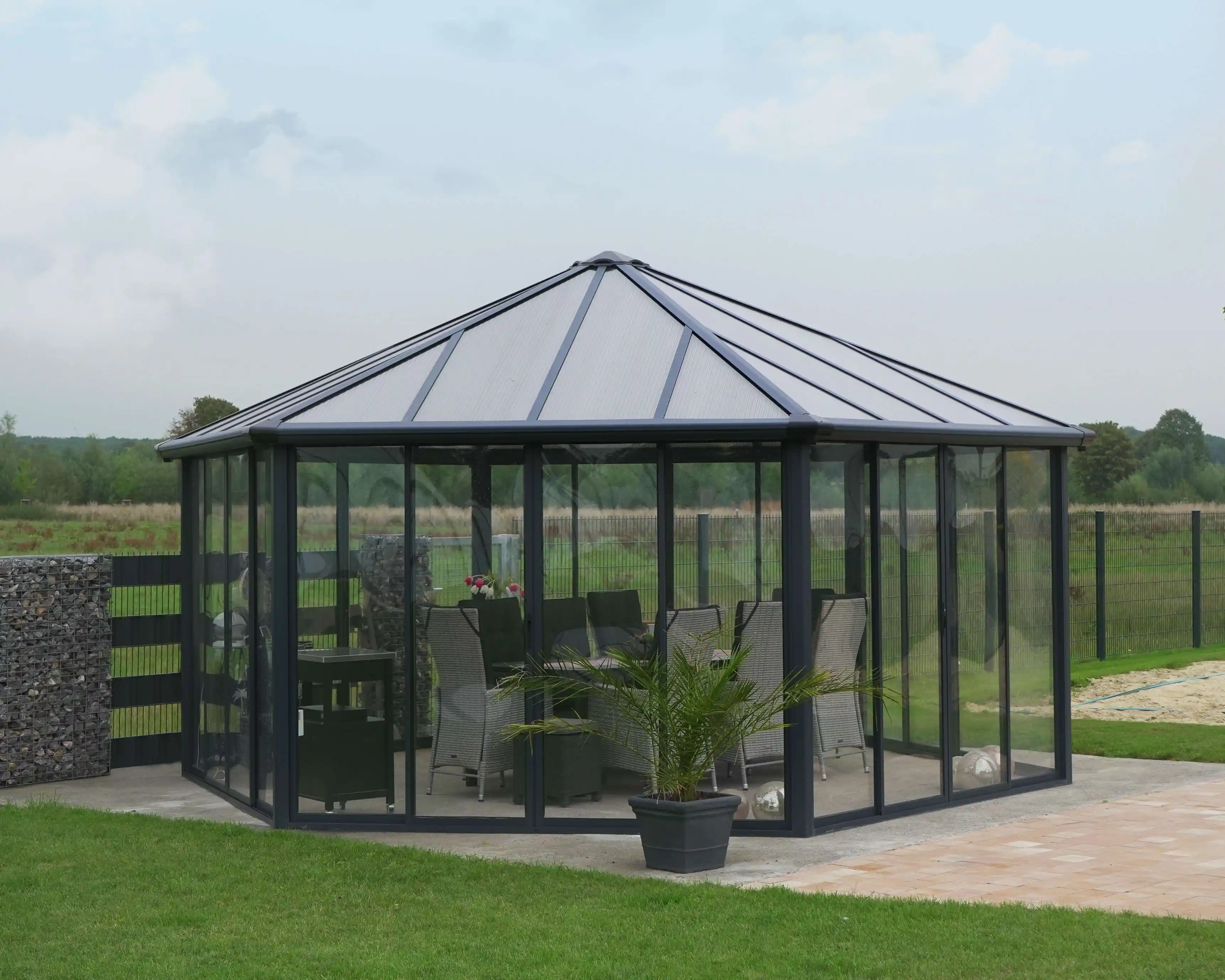 Canopia Garda Pavillon de jardin 520X595X332 cm Gris Foncé