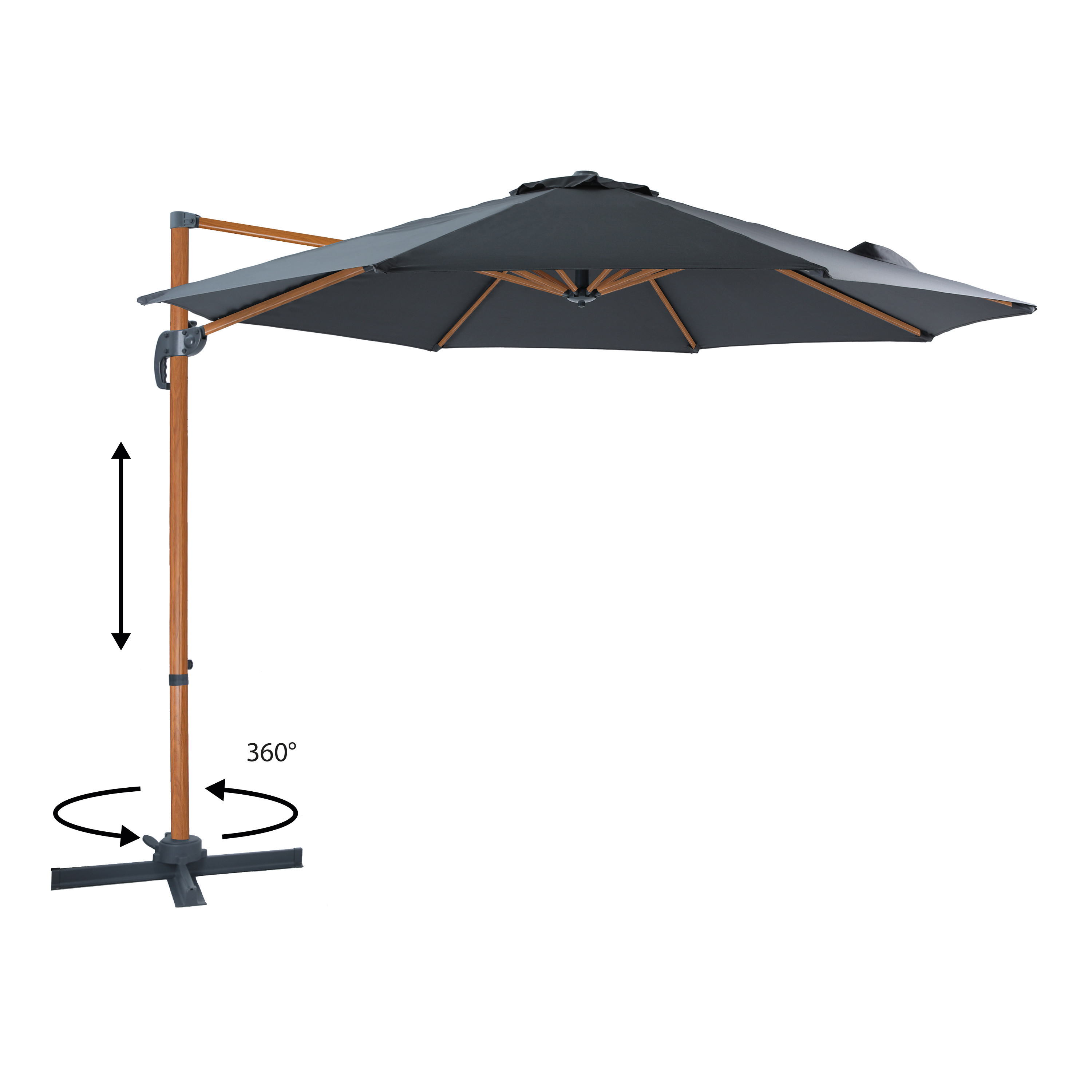 AXI Marisol Cantilever Parasol Ø 300cm Round - Wood-look/Grey