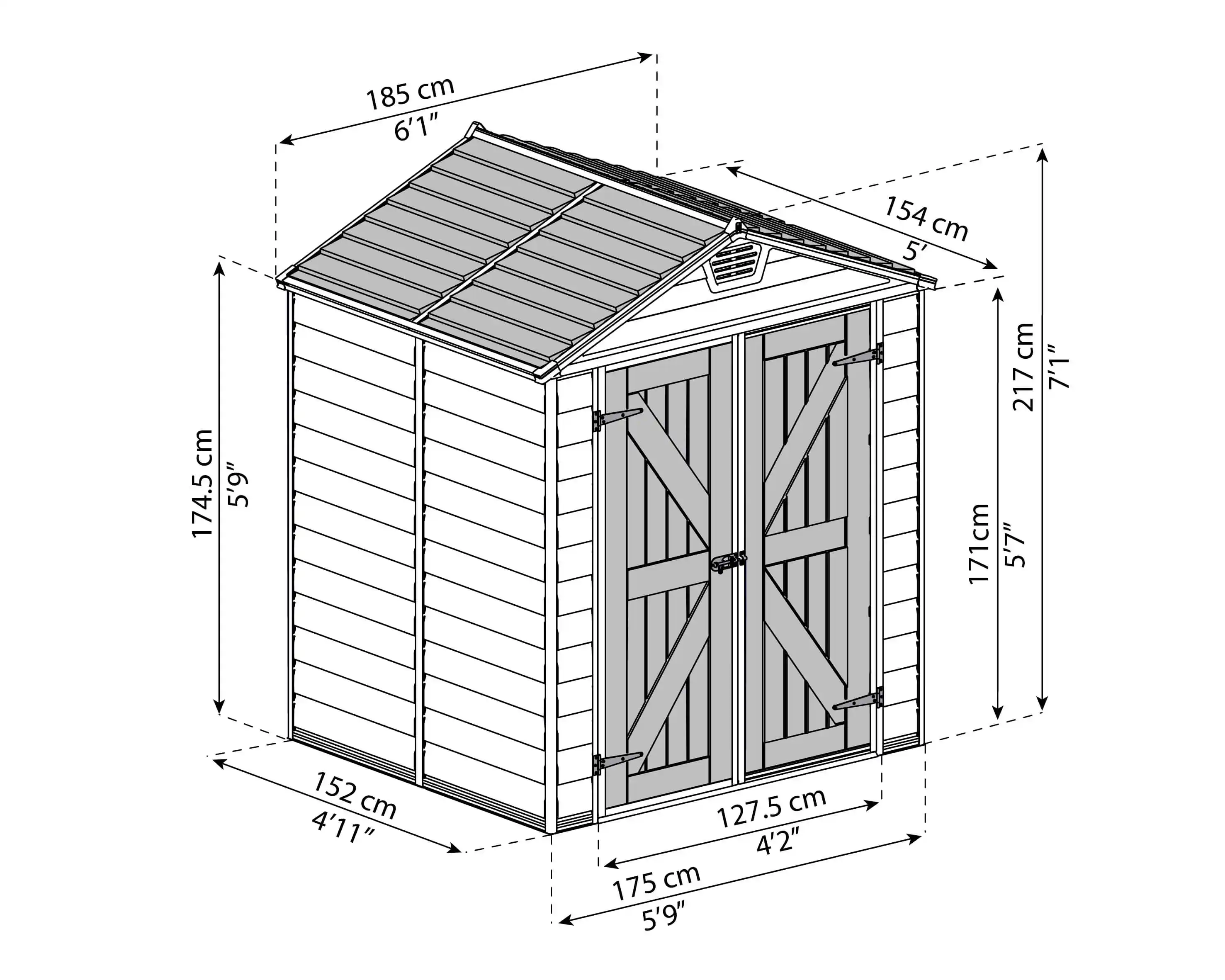 Canopia Skylight 154X185X217 cm Abri de jardin Gris foncé