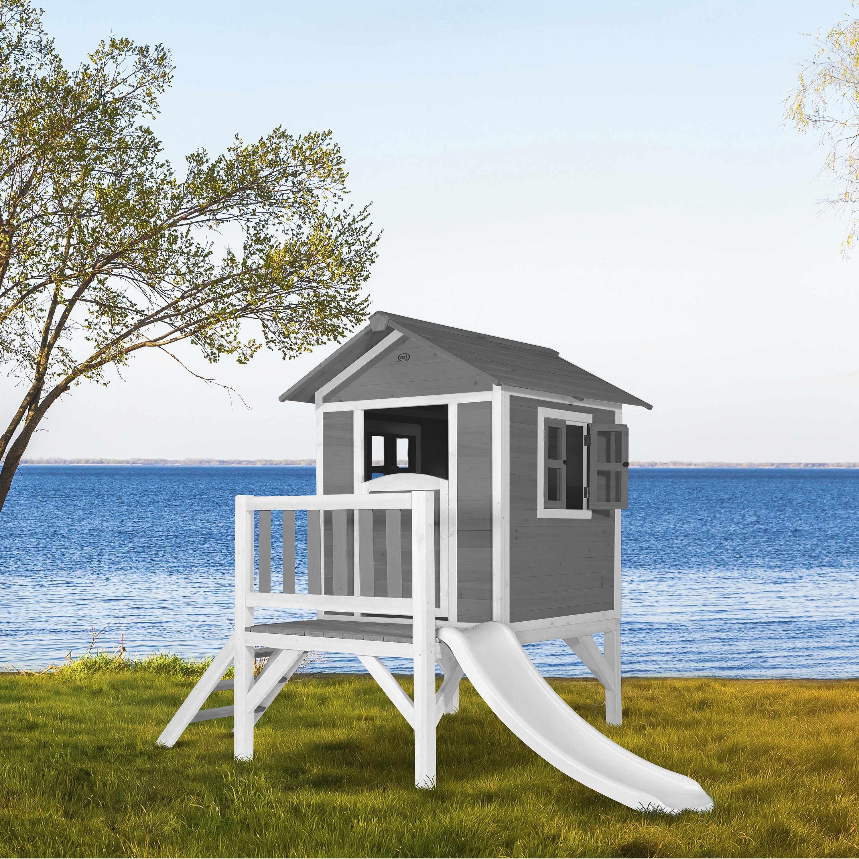 AXI Lodge XL Playhouse Cool Grey - White Slide
