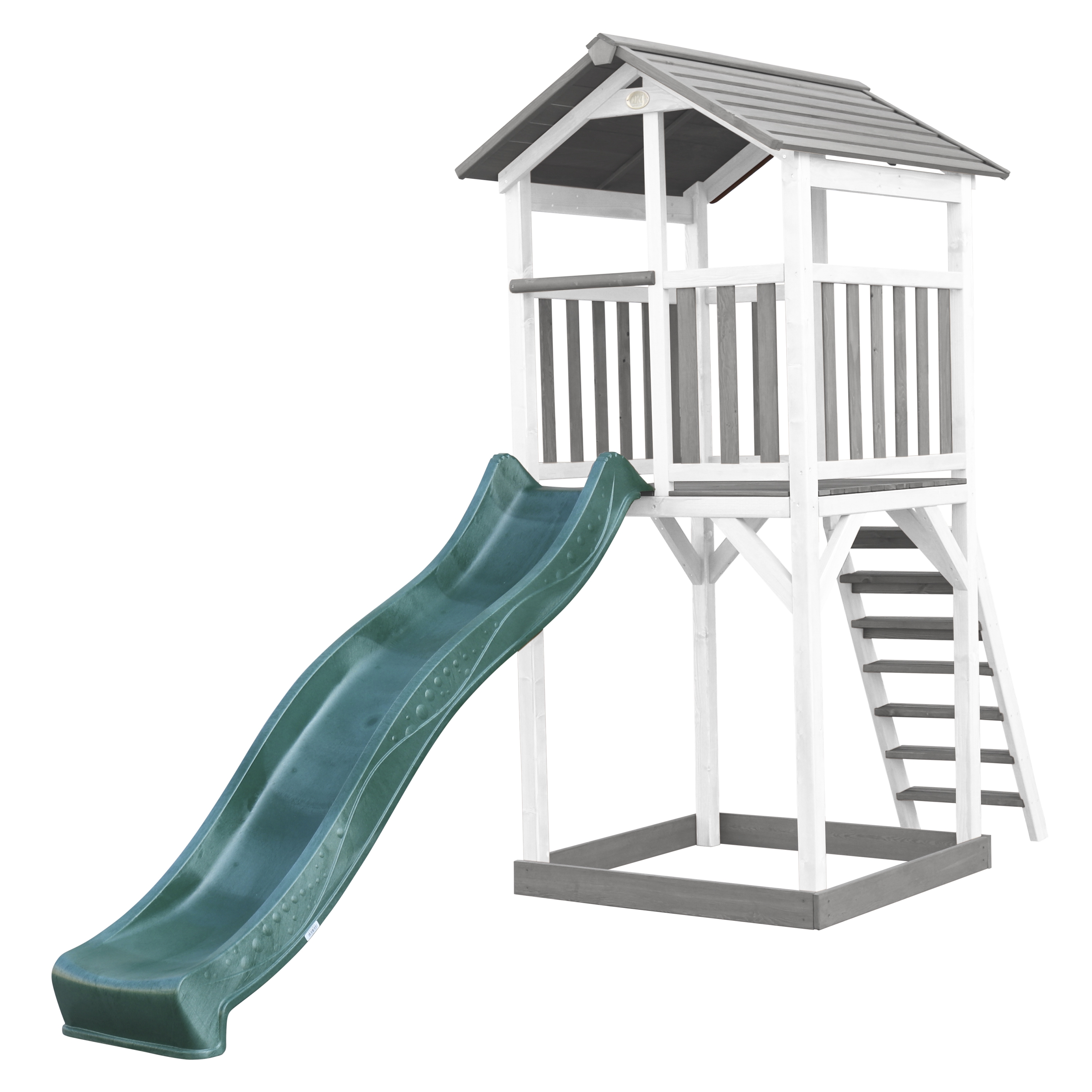 AXI Beach Tower Aire de jeux Grise/Blanche - Toboggan Vert