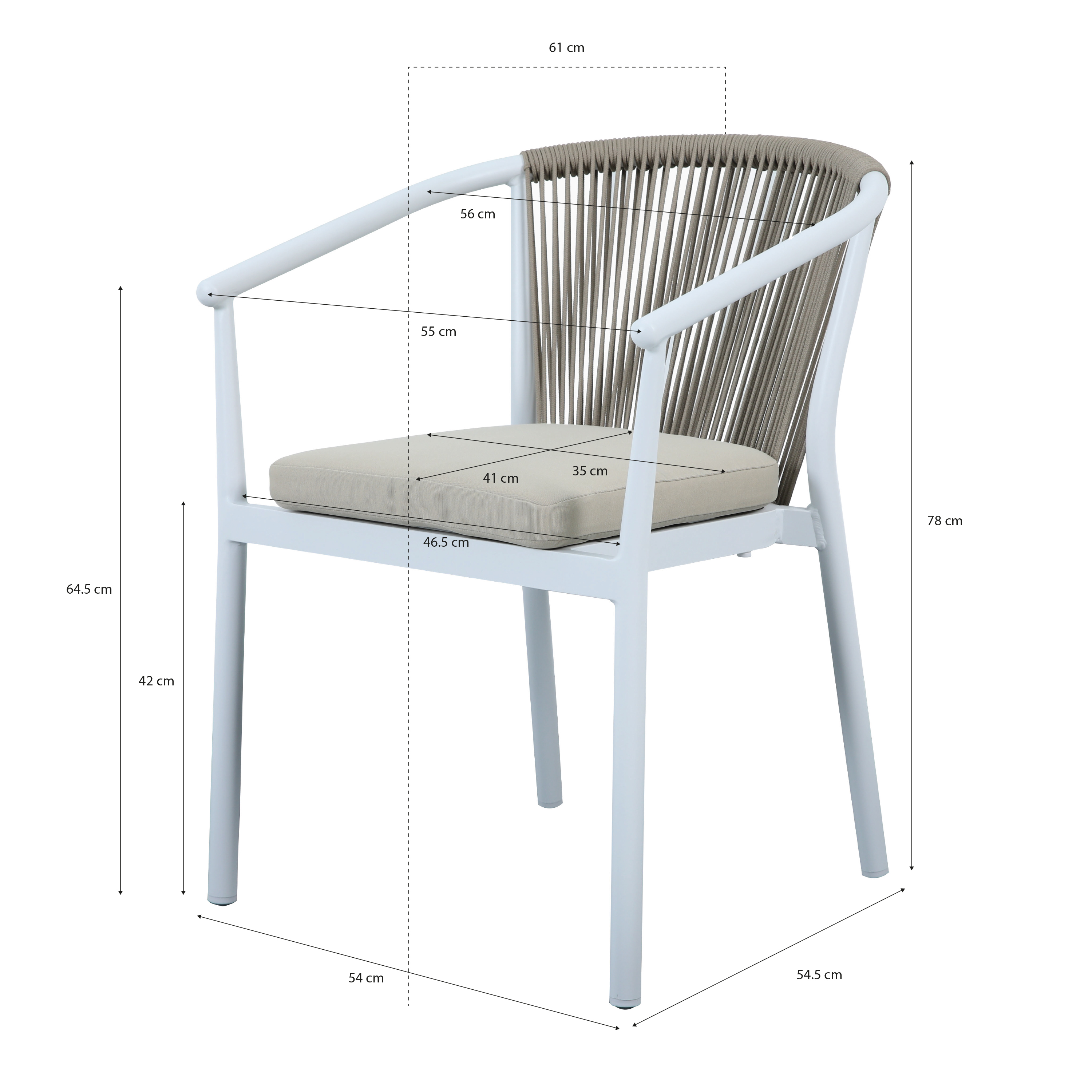 AXI Suvi Table et chaise de jardin avec 4 Chaises blanches en polywood aspect teck 