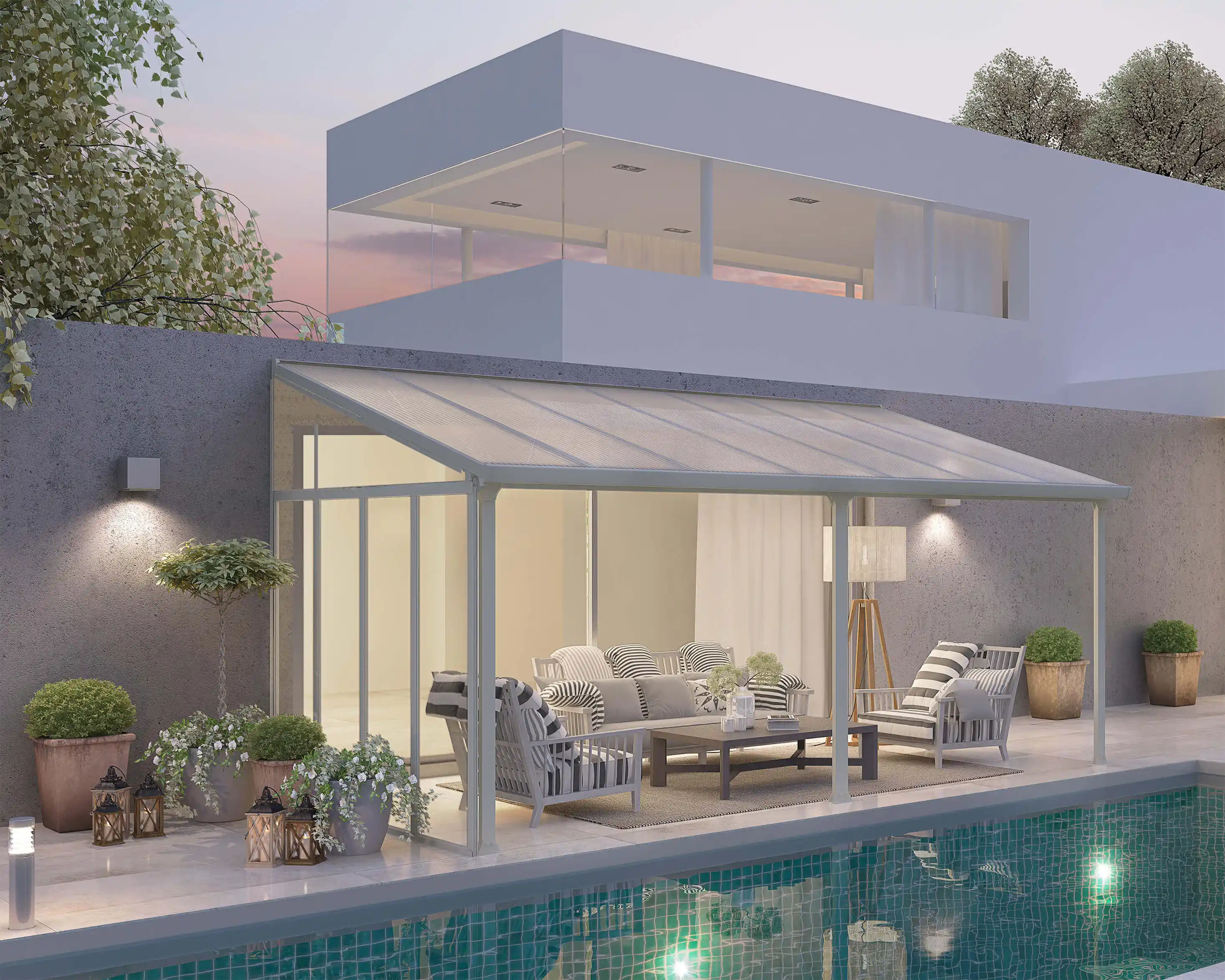 Canopia 3 m Witte Terrasoverkapping Zijwand Wit-7290108137675 Canopia 3 m Witte Terrasoverkapping Zijwand Wit