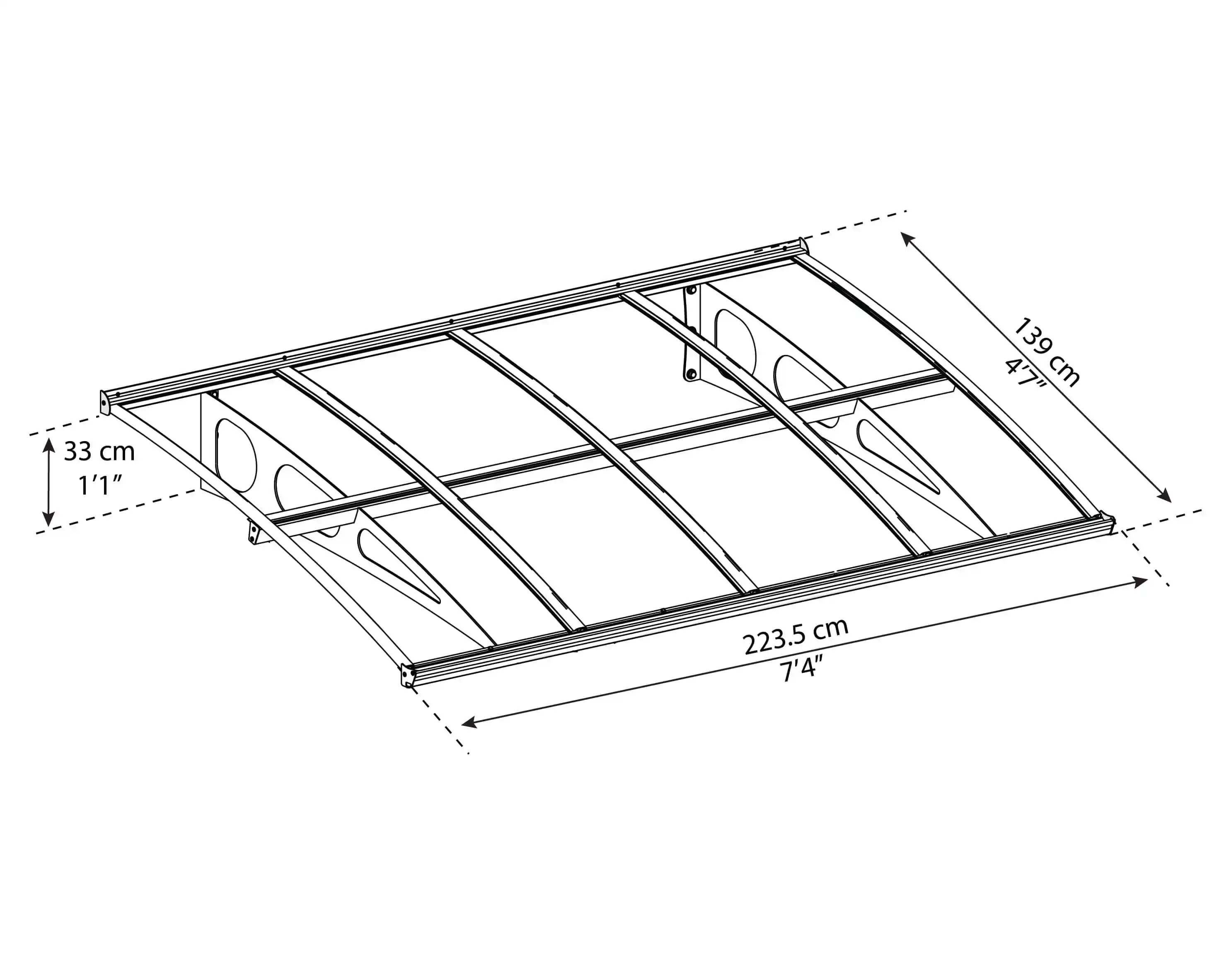Canopia Bordeaux 223X140 cm Deur en Veranda Luifel Wit Helder