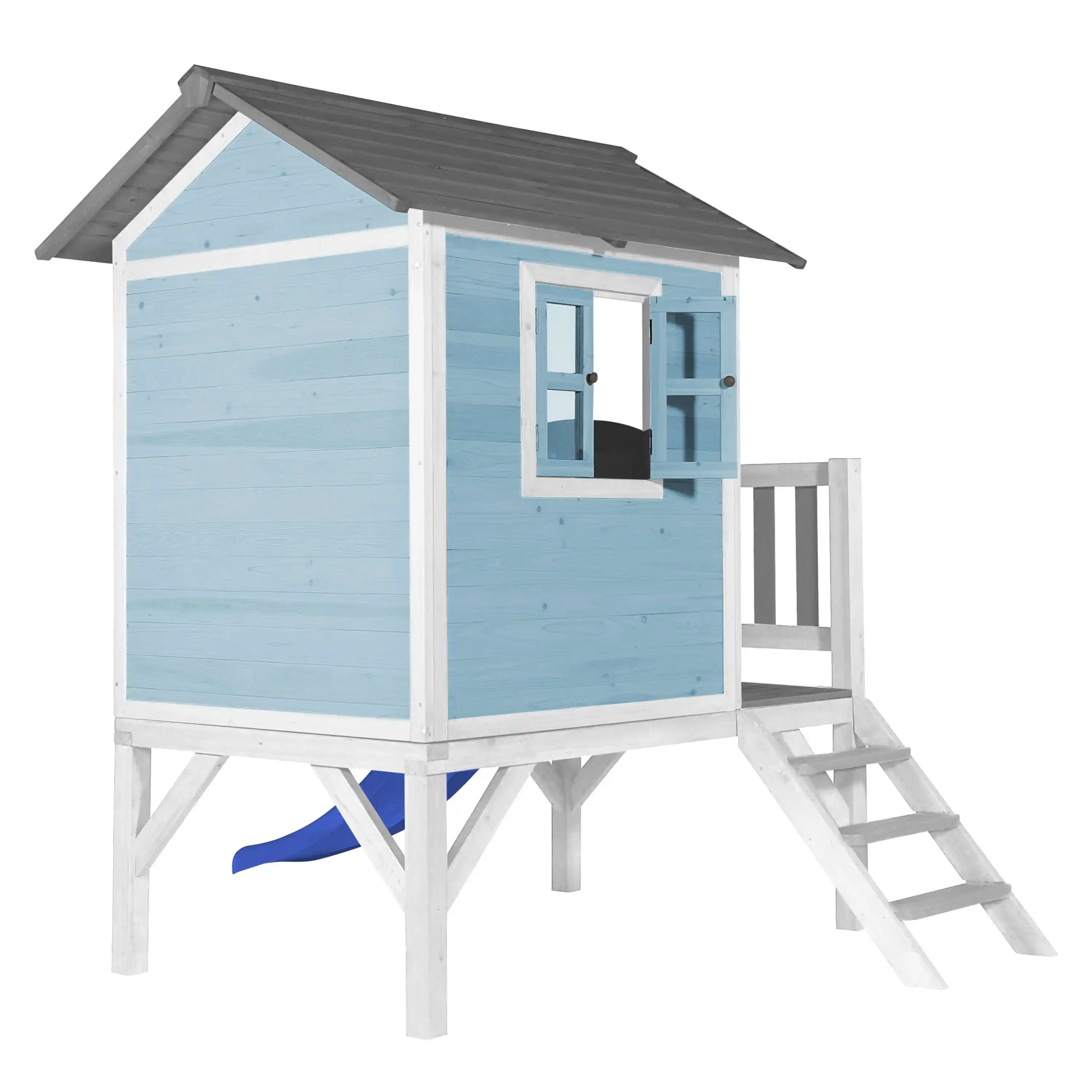 AXI Lodge XL Maisonnette en bois Bleue - Toboggan Bleue