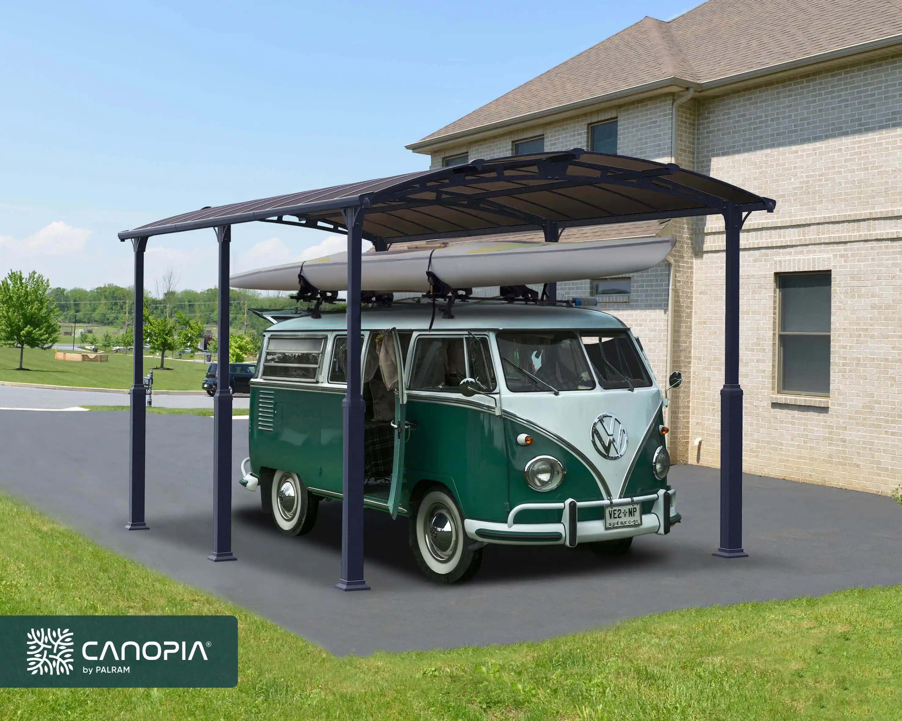 Canopia Alpine 650X360X307 cm Carport pour camping-car et hangar à bateaux Gris/Bronze Canopia Alpine 650X360X307 cm Carport pour camping-car et hangar à bateaux Gris/Bronze