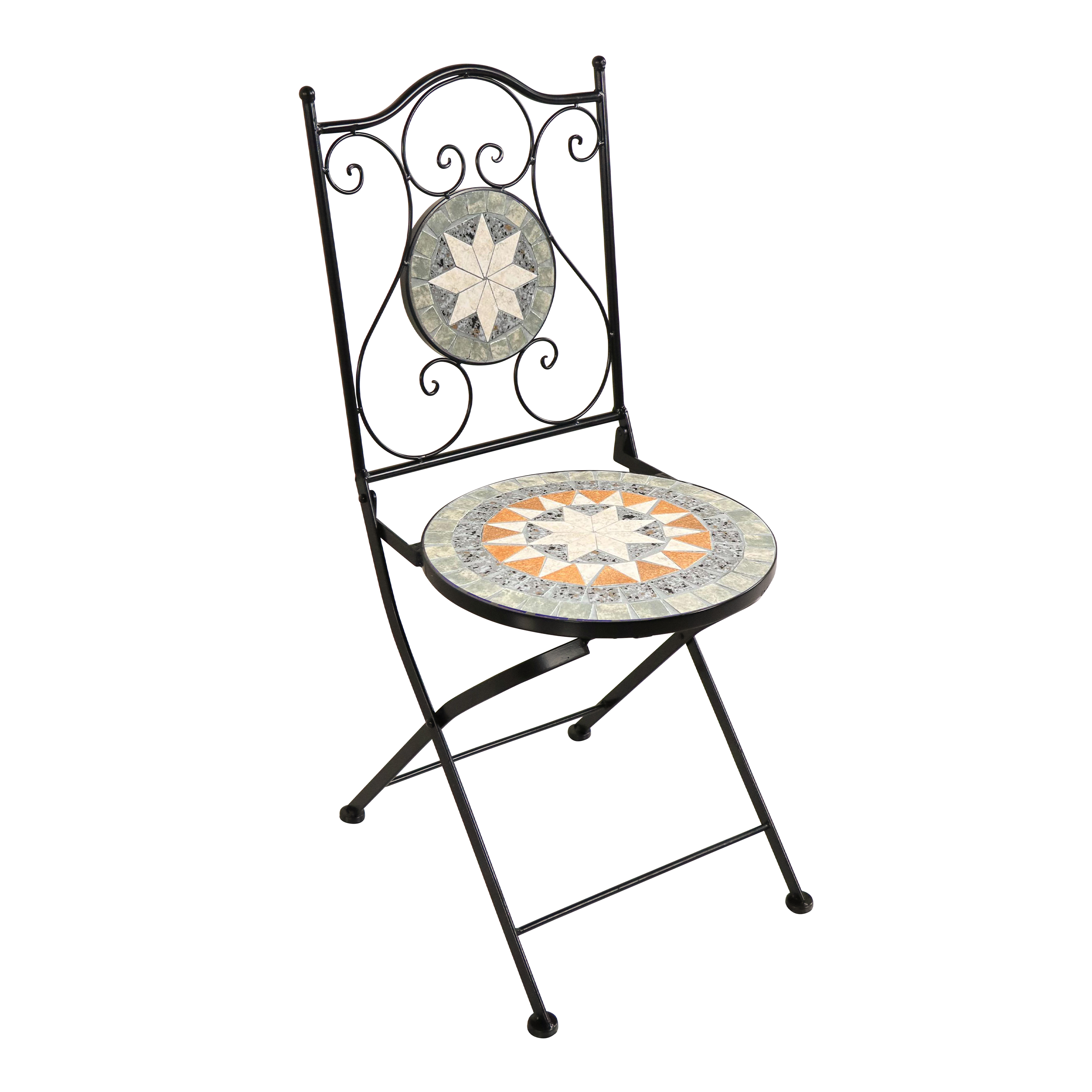 AXI Amelie Chaise Bistrot Mosaïque Gris étoile/marron