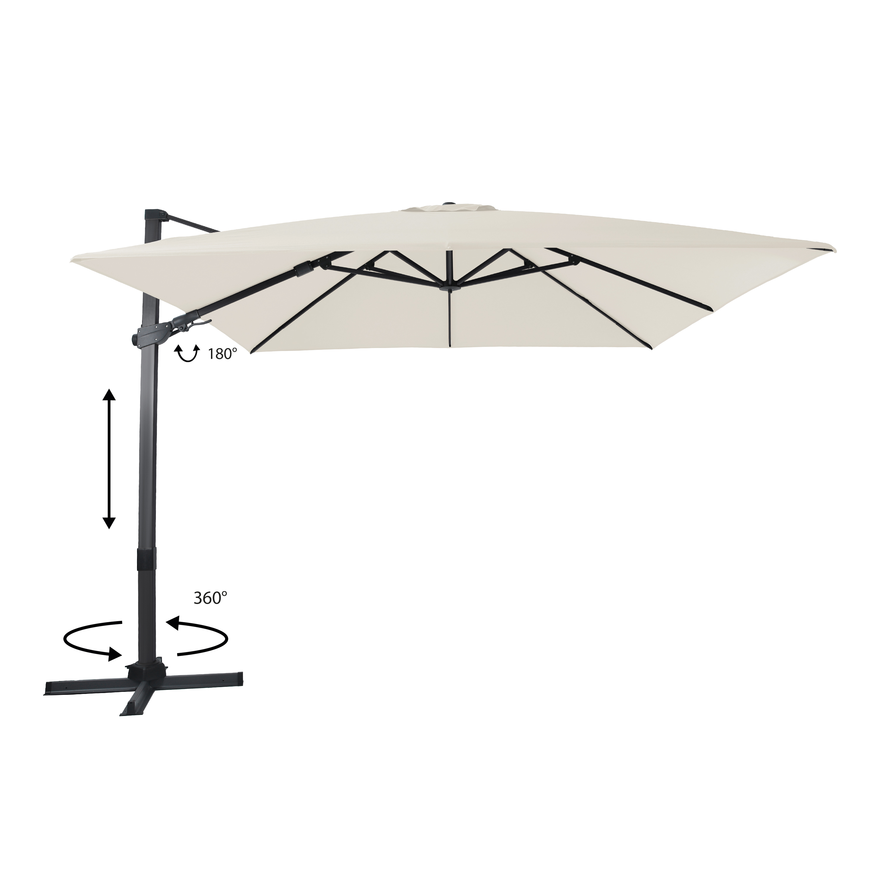 AXI Apollo Premium Parasol déporté 300x300cm Anthracite/Beige