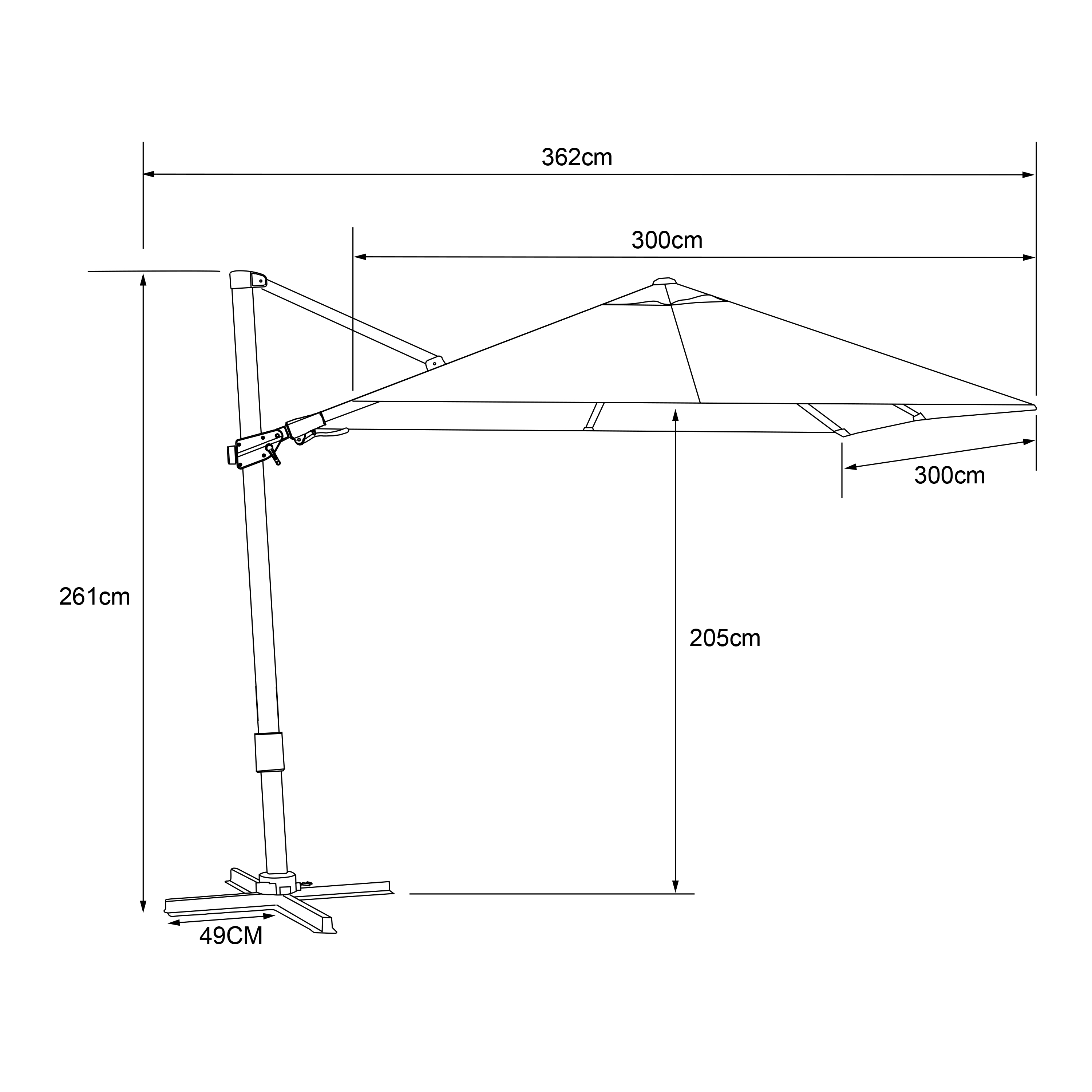 AXI Apollo Premium Zweefparasol 300x300cm Antraciet/grijs