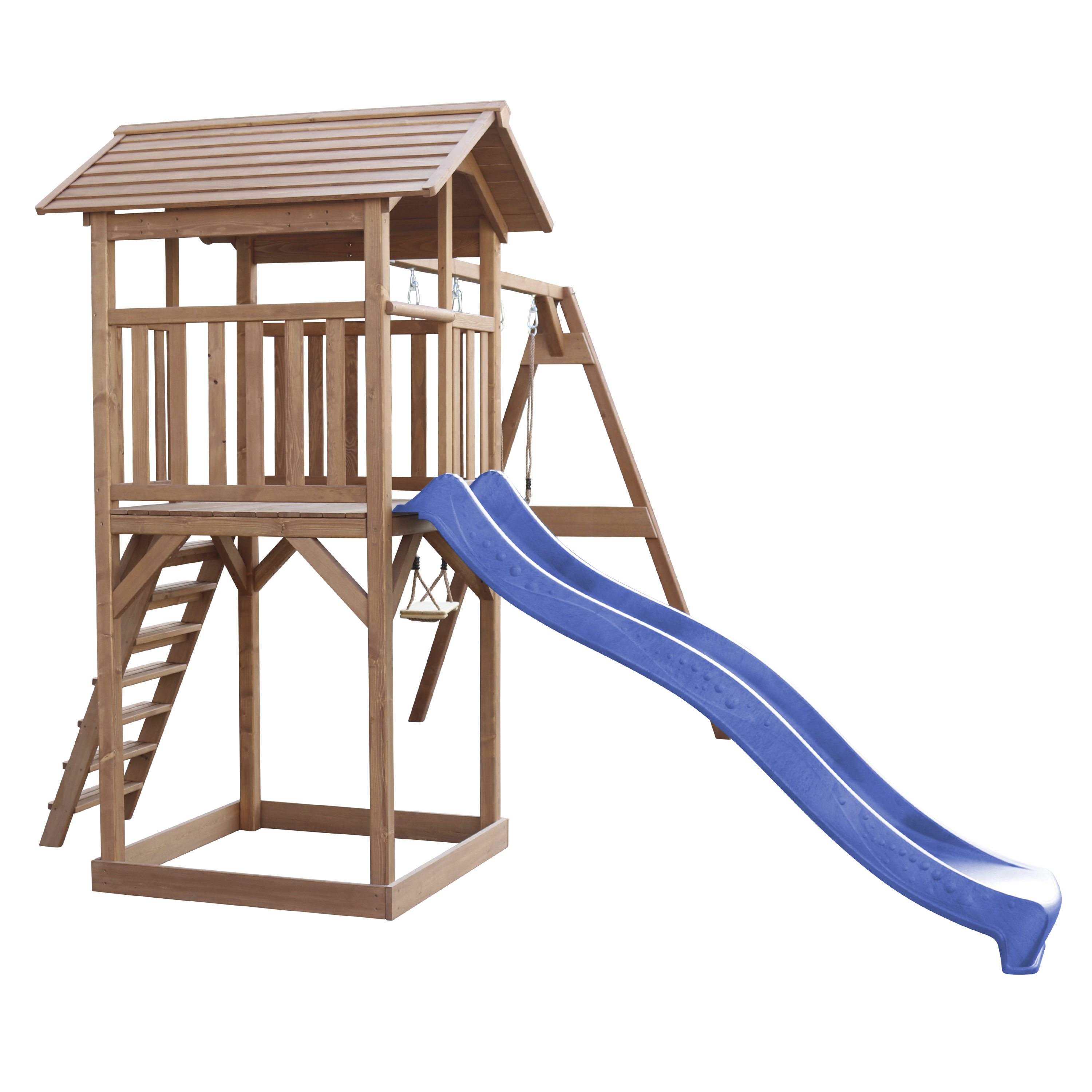 AXI Beach Tower with Double Swing Set Brown - Blue Slide