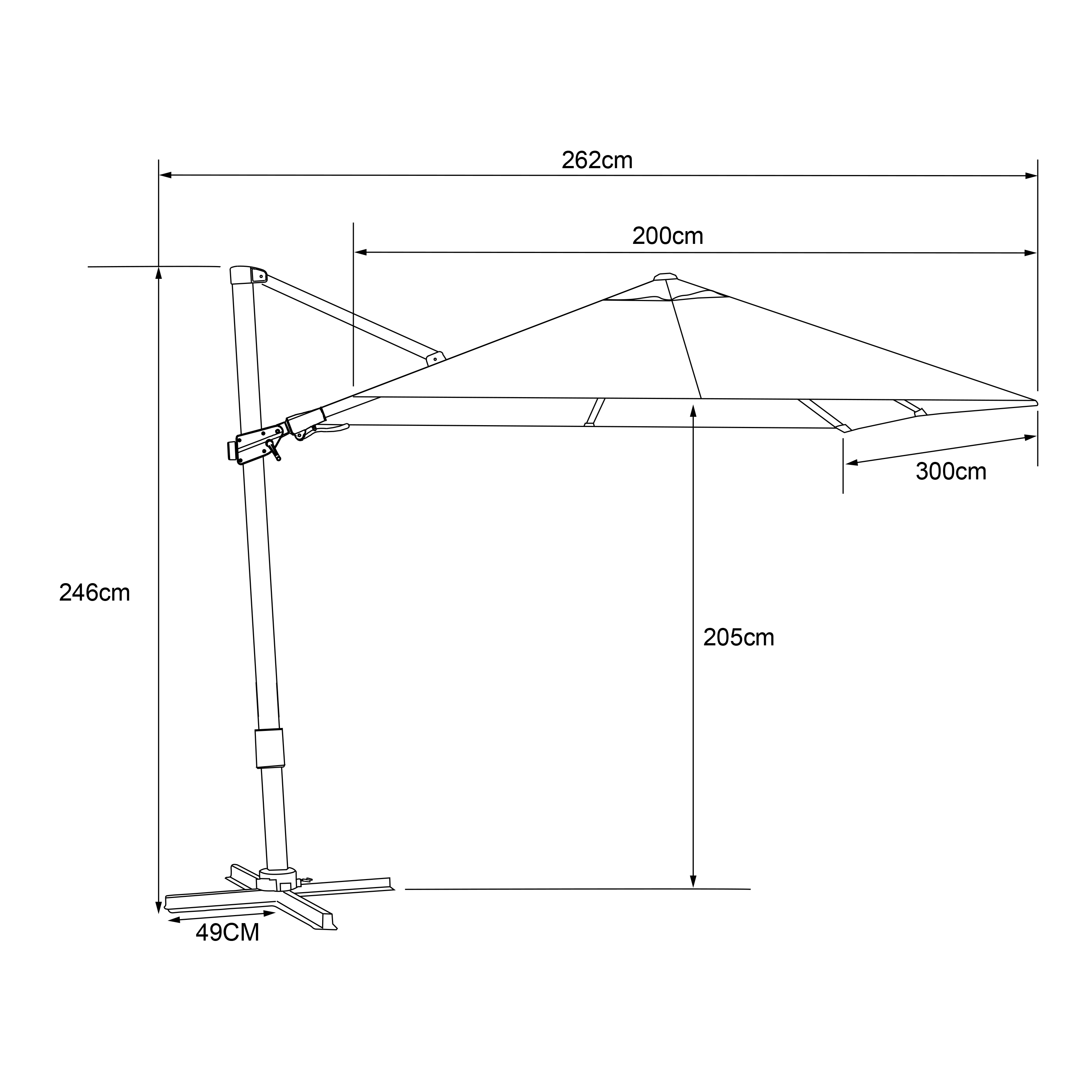 AXI Milad Premium Parasol déporté 200x300cm Blanc/Beige