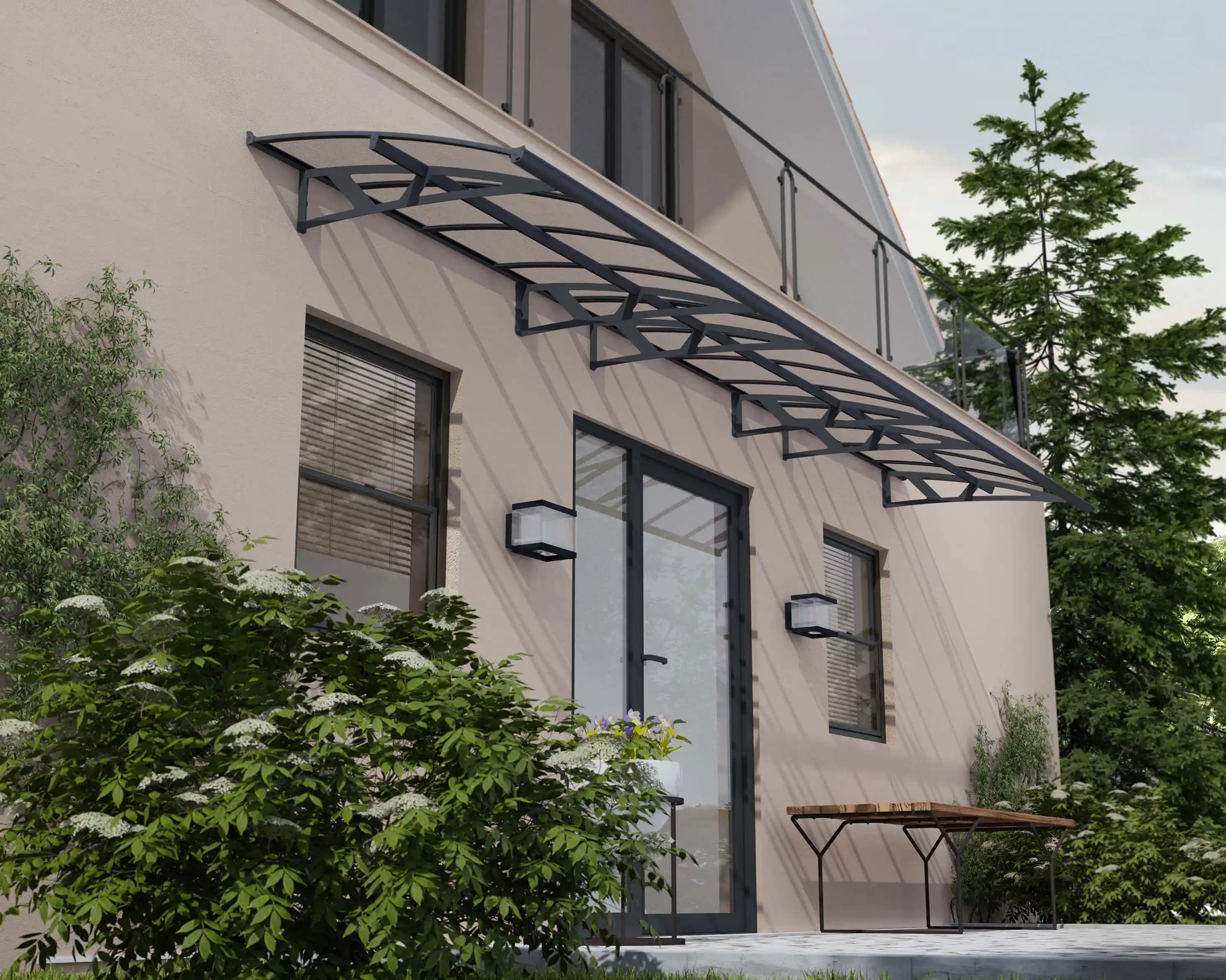 Canopia Amsterdam 670X140 cm  Deur en Veranda Luifel Donkergrijs Helder