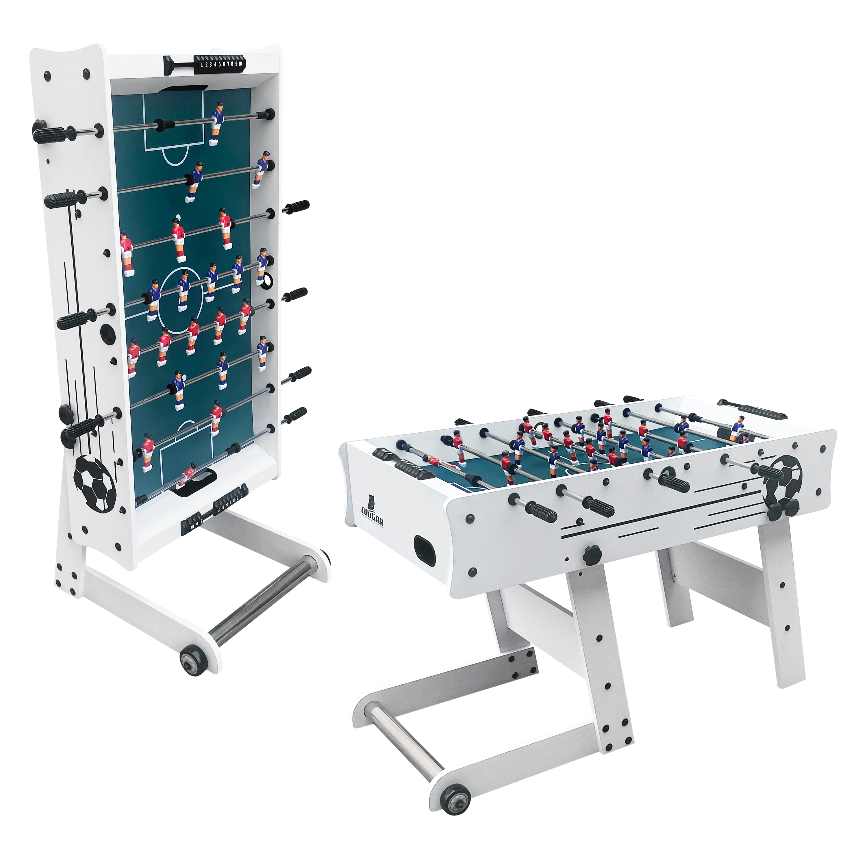 Cougar Scorpion Kick TS Folding Football Table - White