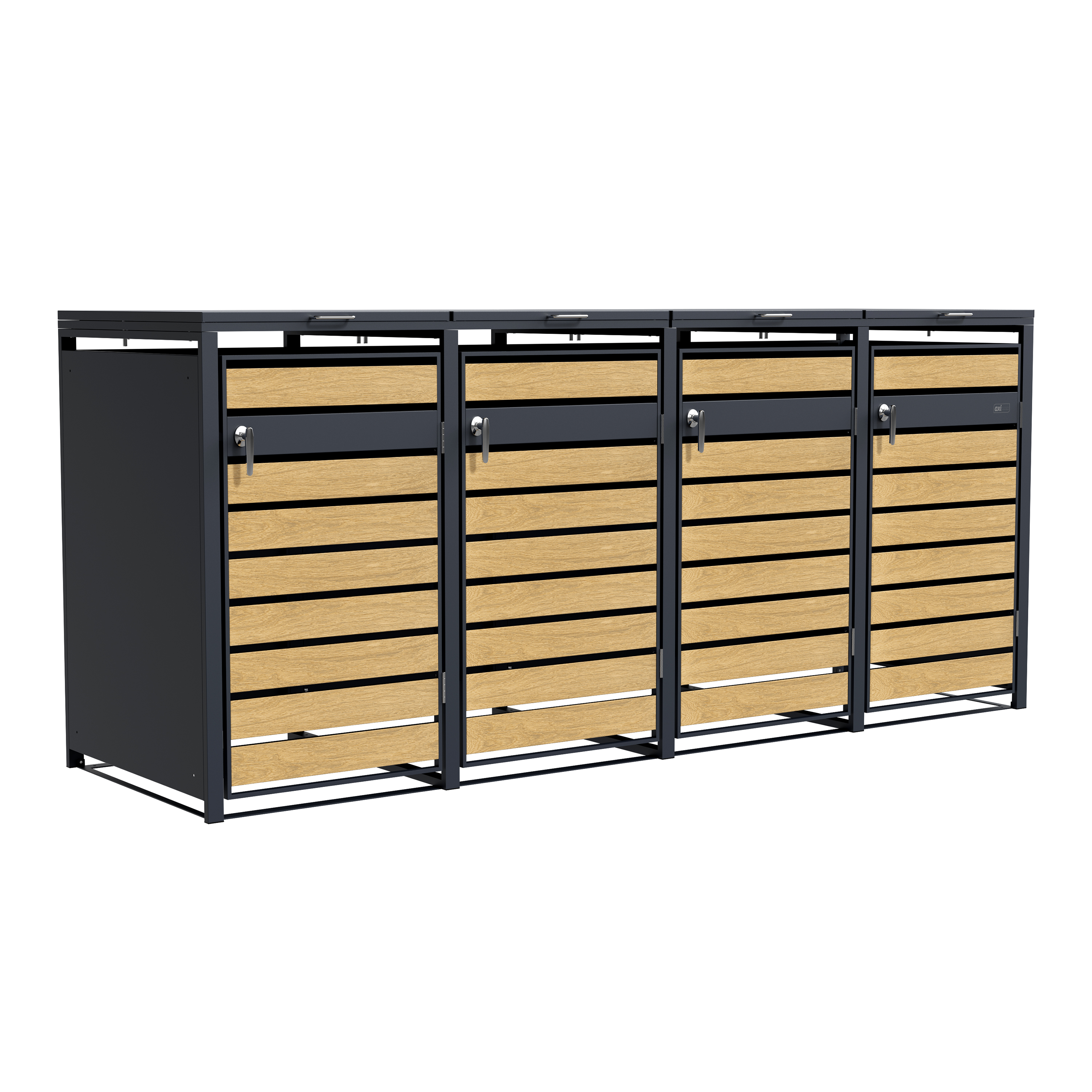 AXI Lucas Cache poubelle en métal Anthracite/Effet Bois - 4 conteneurs