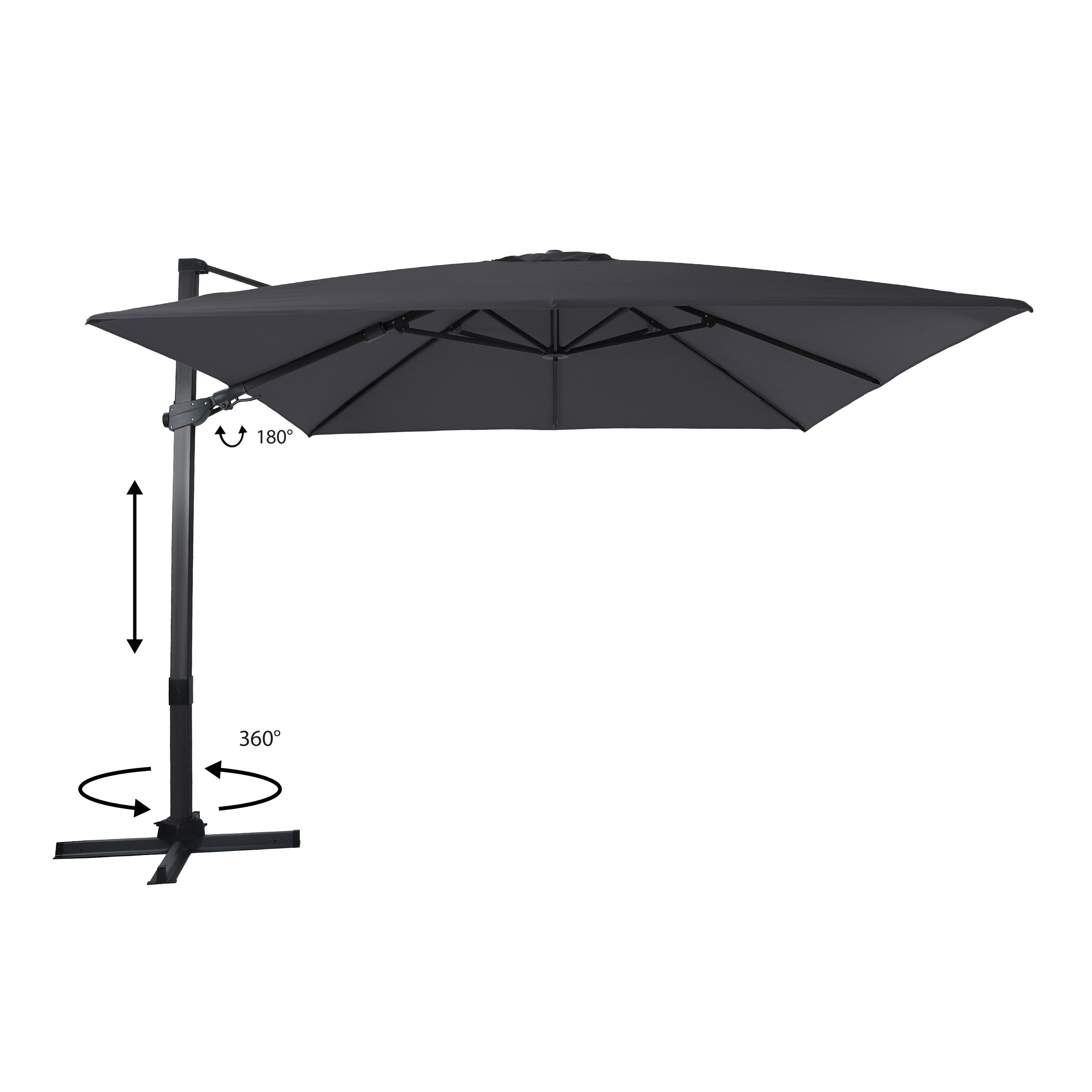 AXI Apollo Premium Parasol déporté 300x300cm Anthracite/Gris