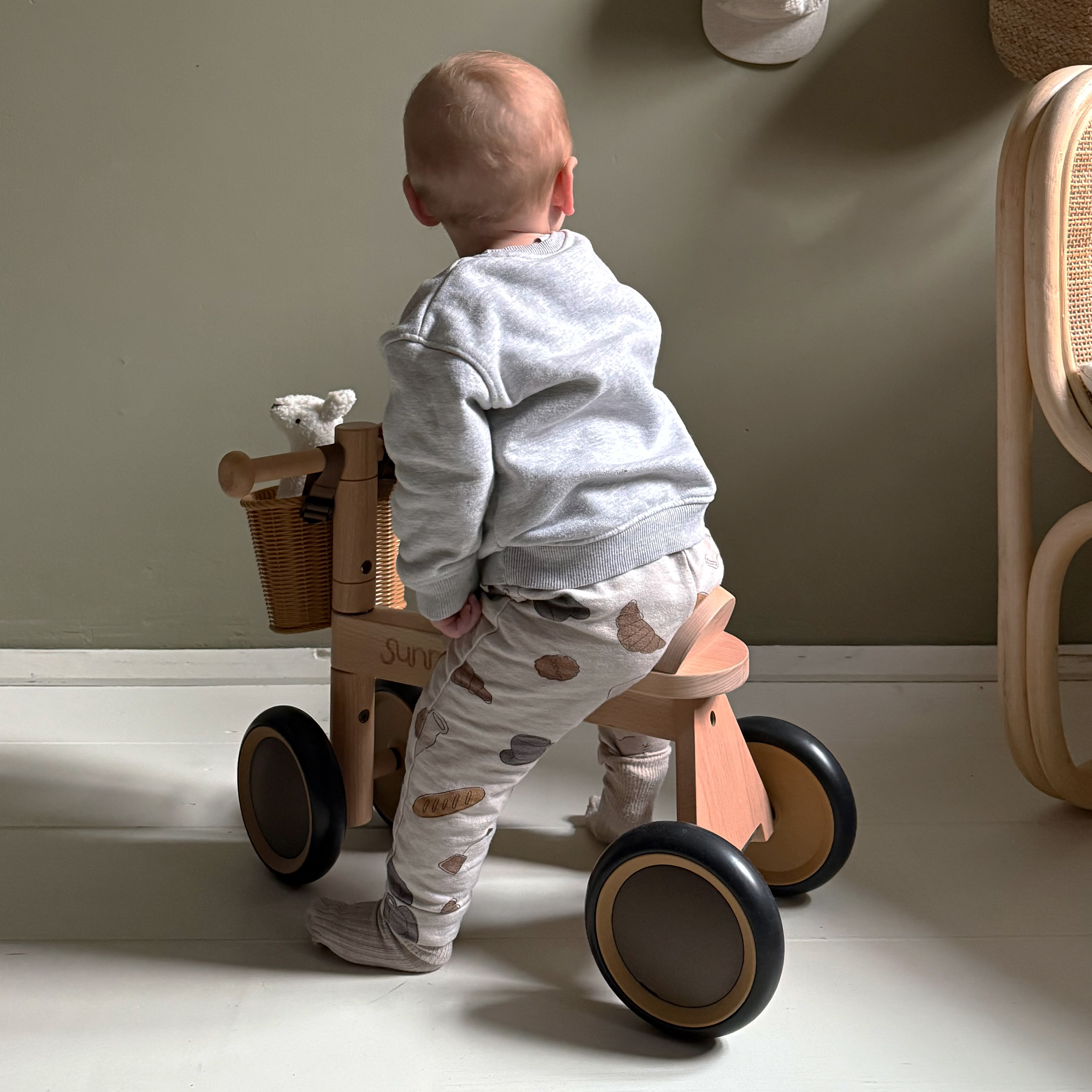 Sunny Mini Walker Wooden Balance Bike incl. Storage Basket