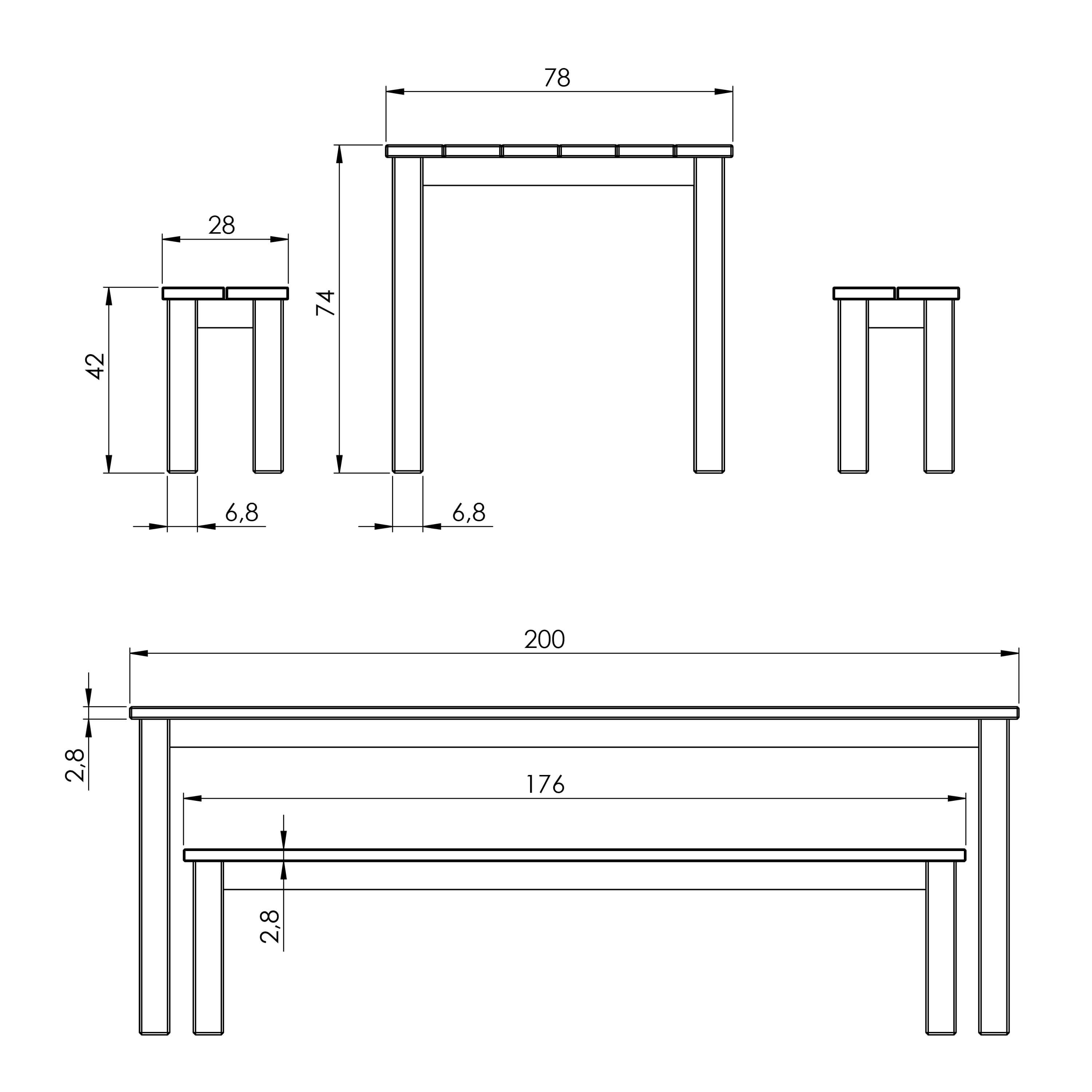 AXI Louise Table pique-nique avec bancs en bois Marron 200 cm 